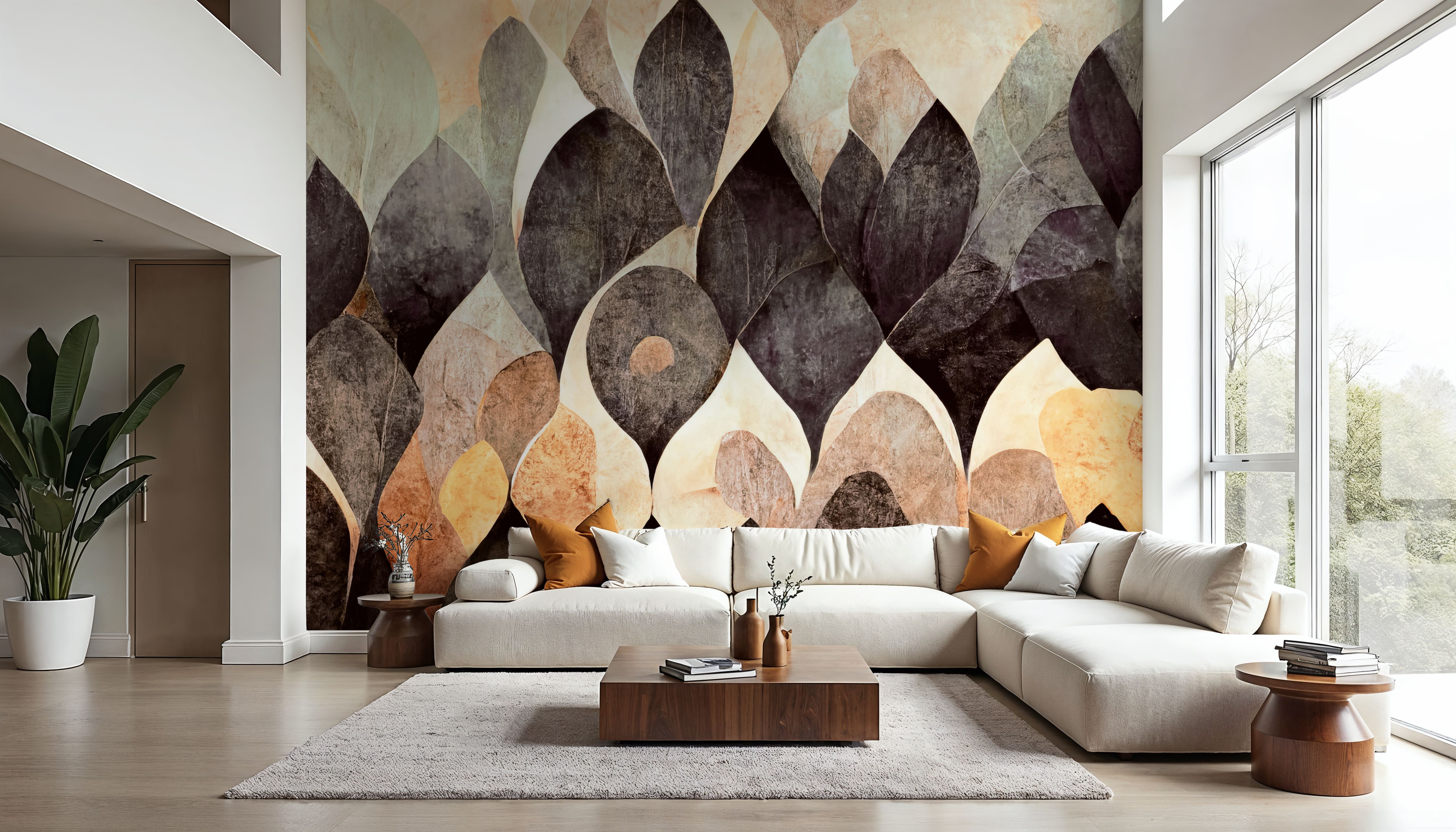Wall Mural - Dry Leaves, Earth - Abstract Contemporary mural wallpaper - Offices - Wallism US - Premium, Textured or Peel & Stick