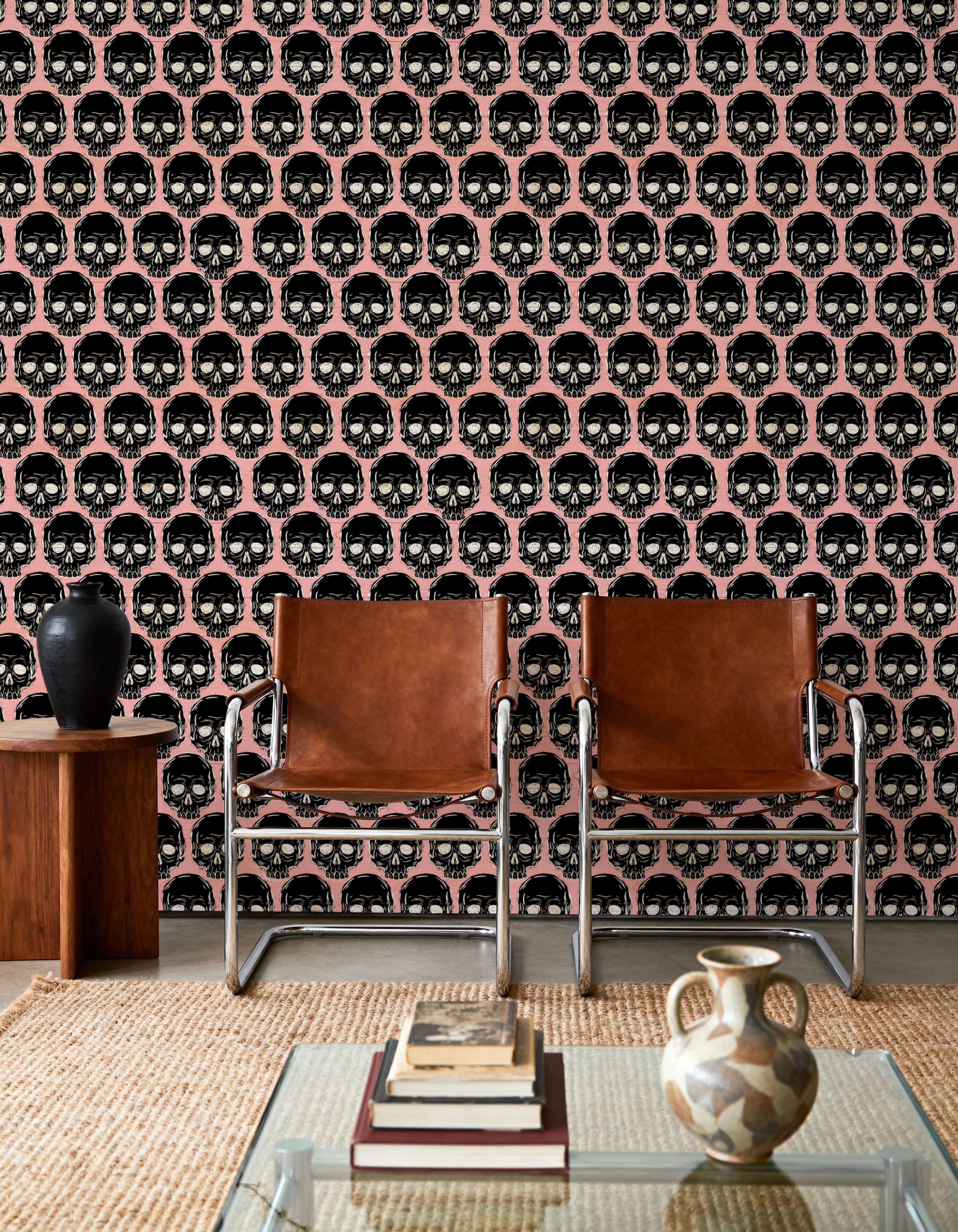 Skulls Everywhere Pink, Wallpaper
