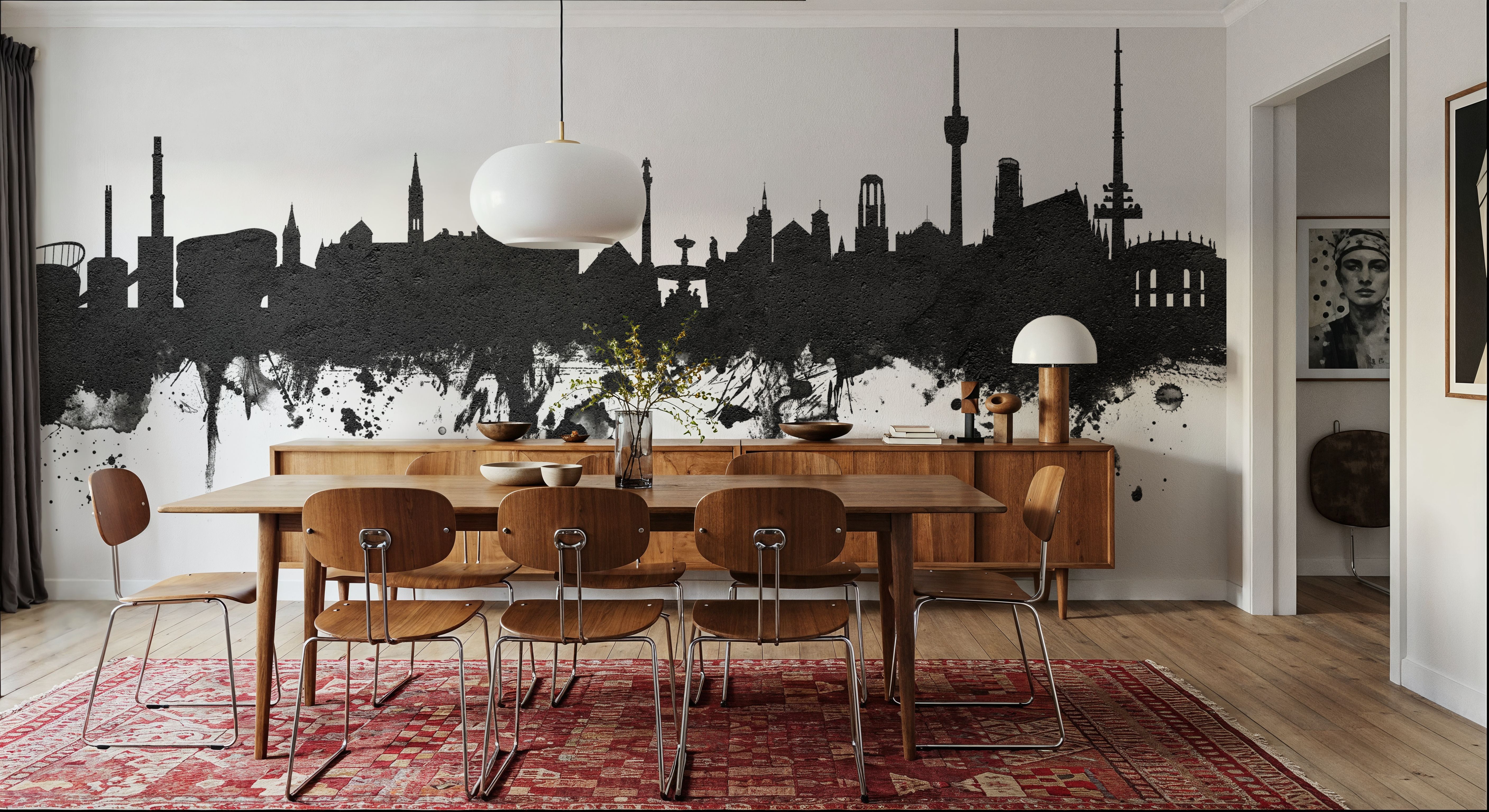 Stuttgart Germany Skyline Black & White