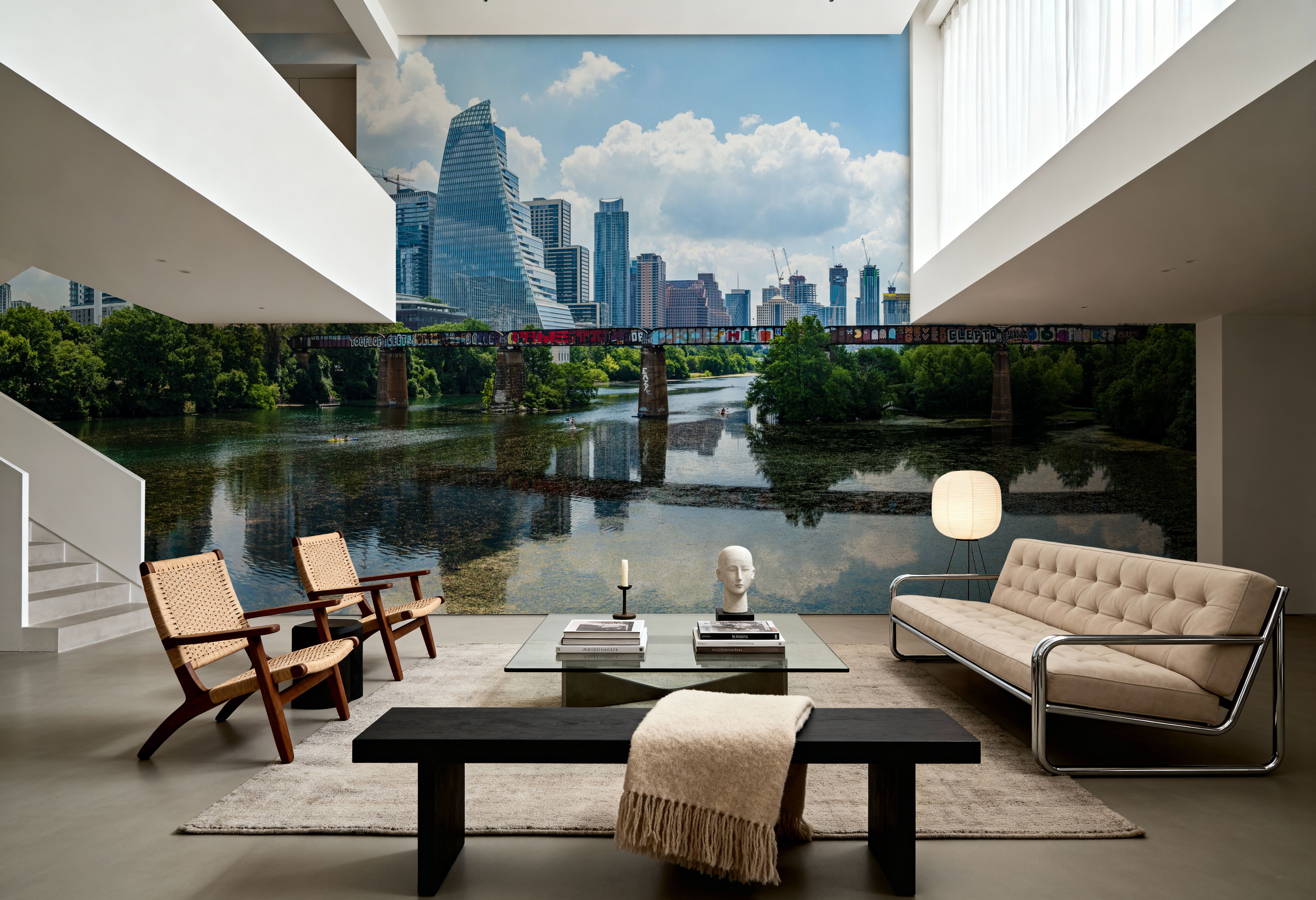 Urban Skyscrapers Blue Sky Reflection, Wallpaper