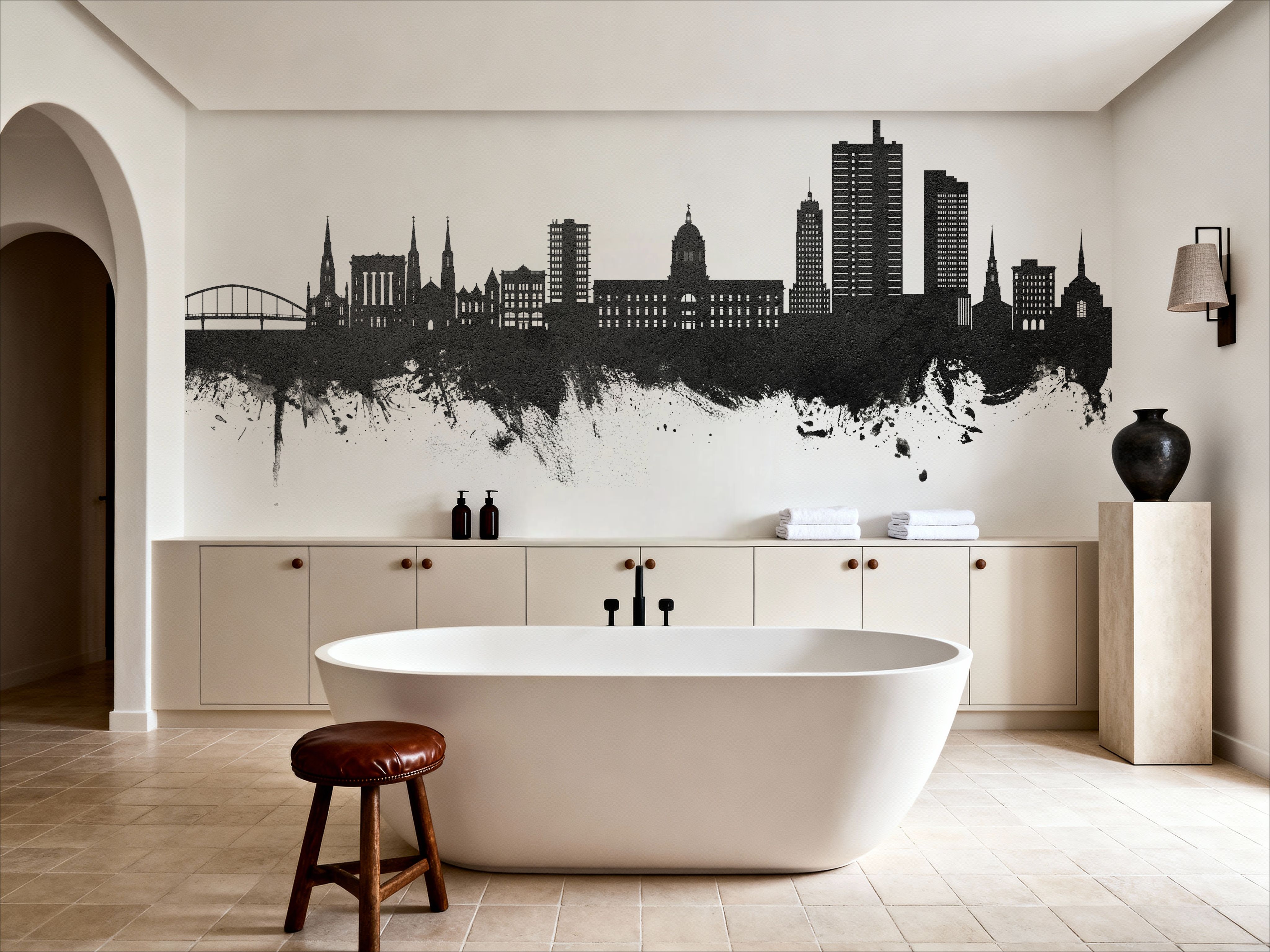 Fort Wayne Indiana Skyline Black & White