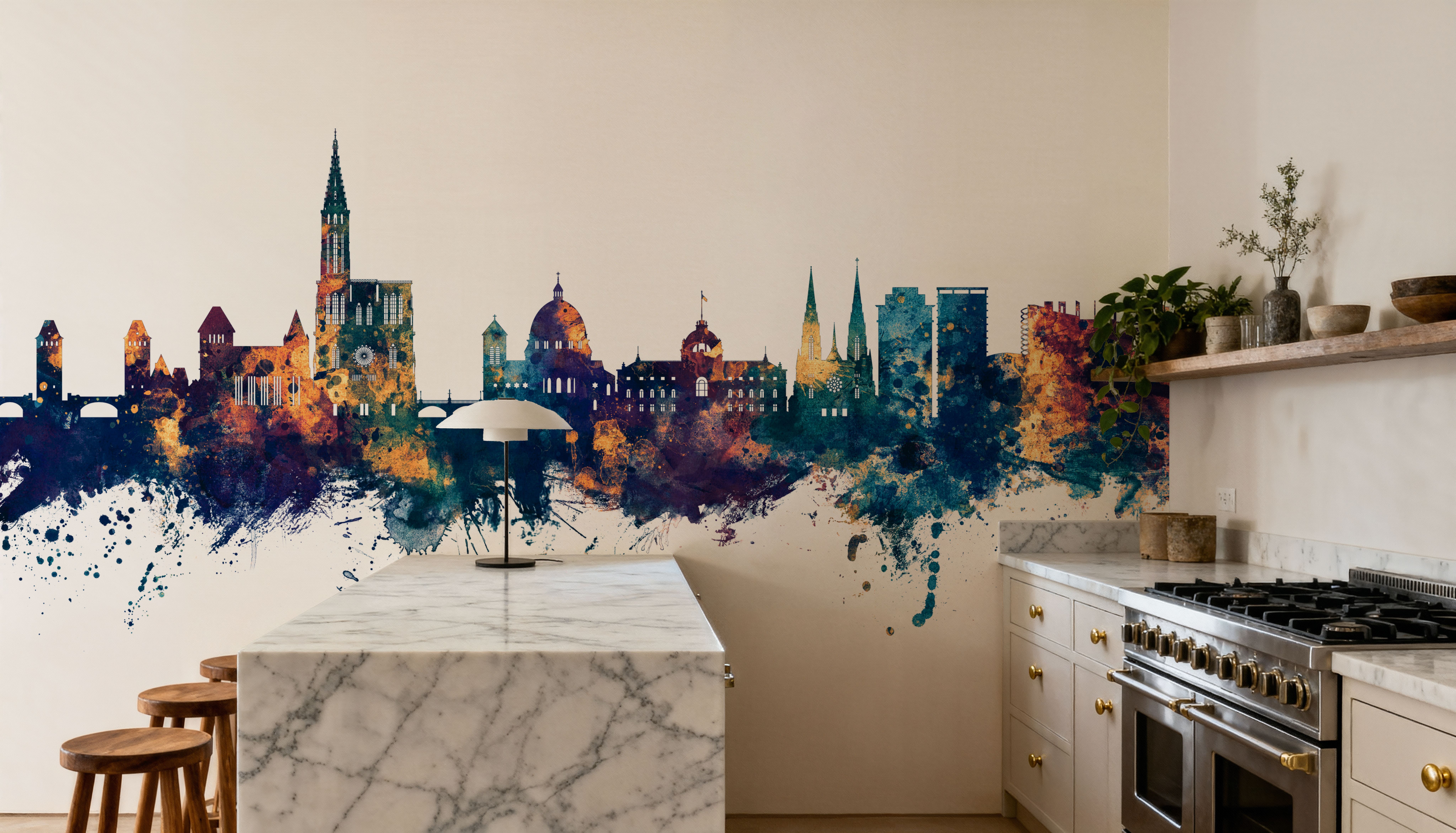 Strasbourg France Skyline Blue & Bronze