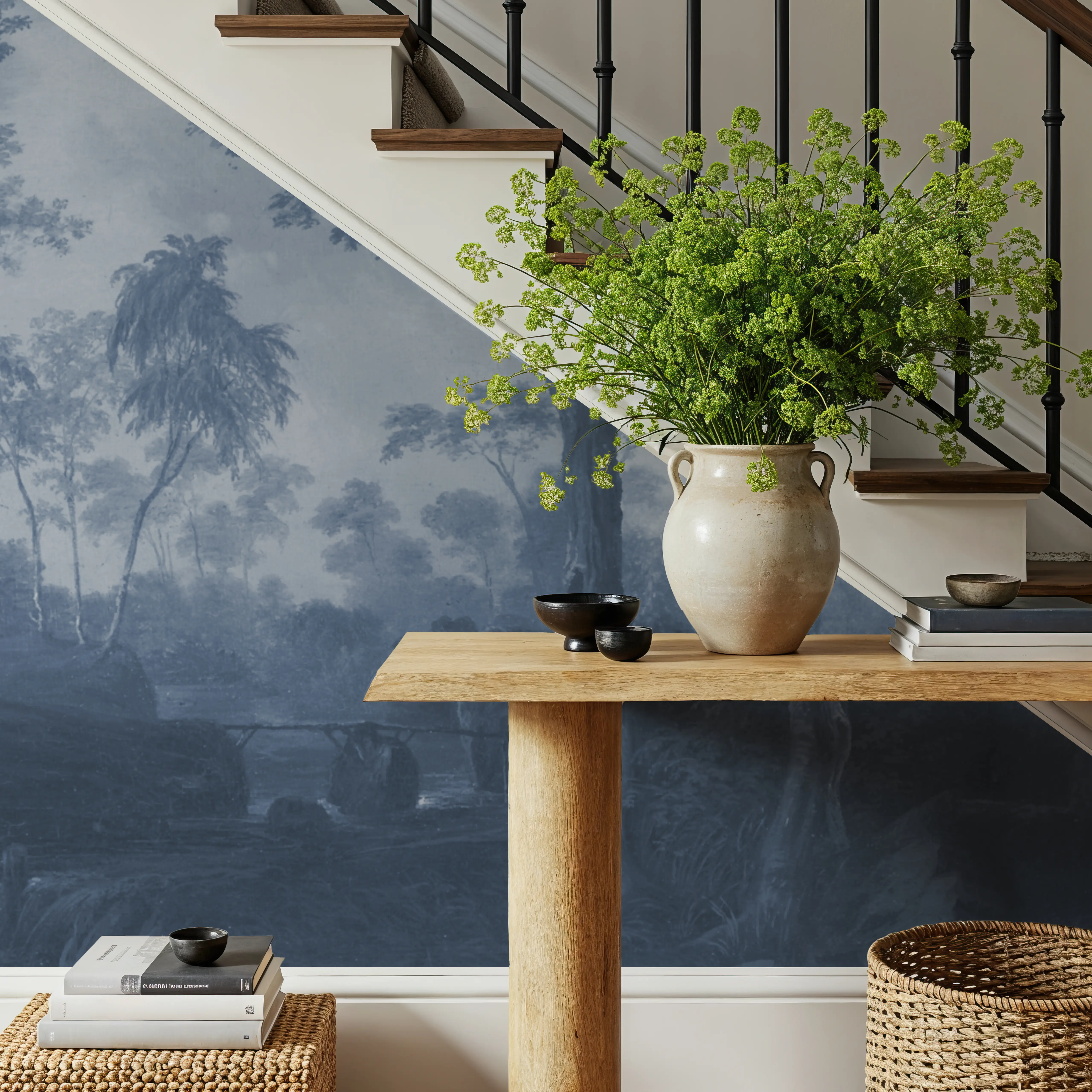 Fotobehang - Woodland Brook, Blues - Bos Natuur Mural - Blauw - Slaapkamers - Wallism België - Zelfklevend of Vliesbehang