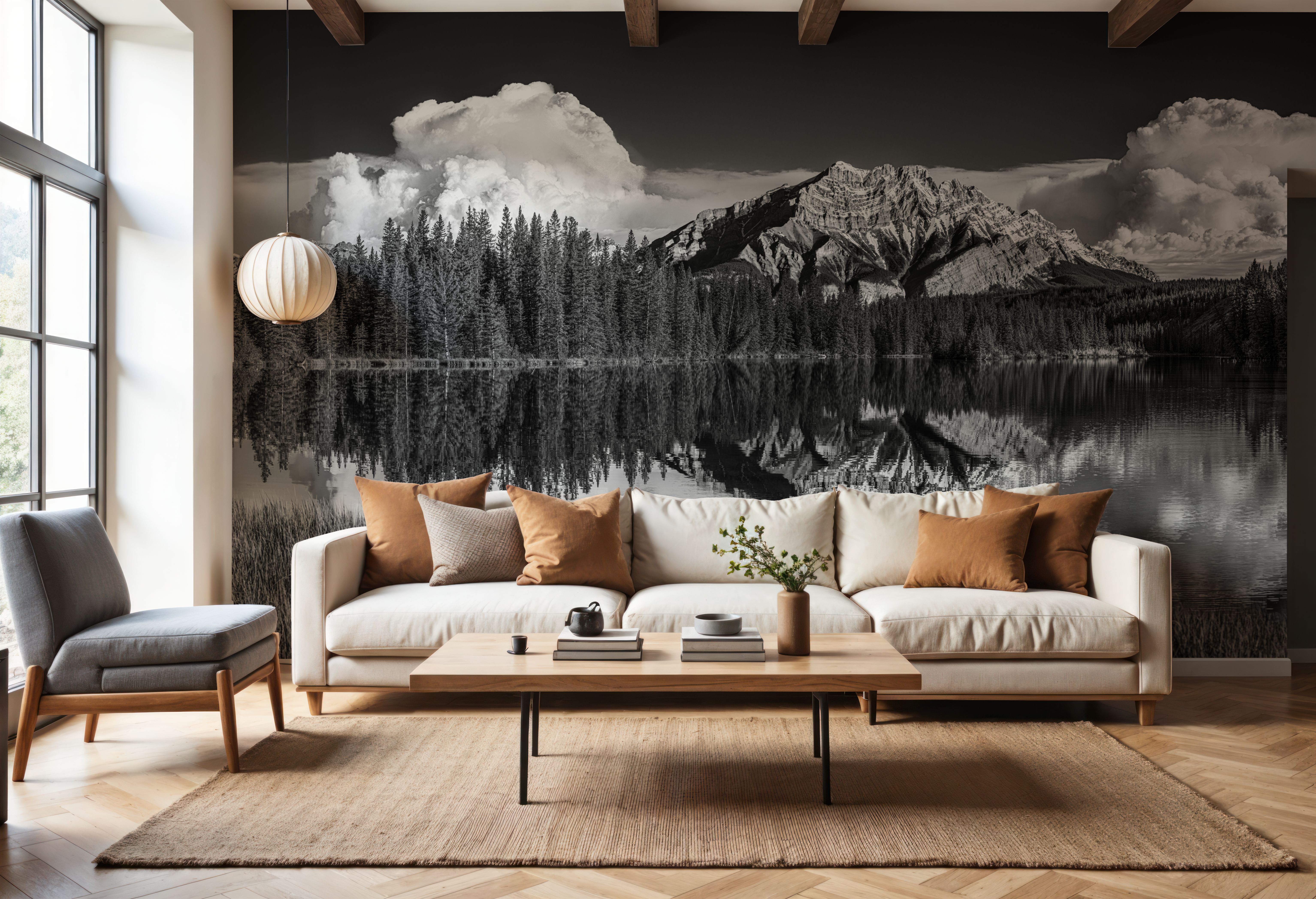 Cascade Mountain Reflection BW