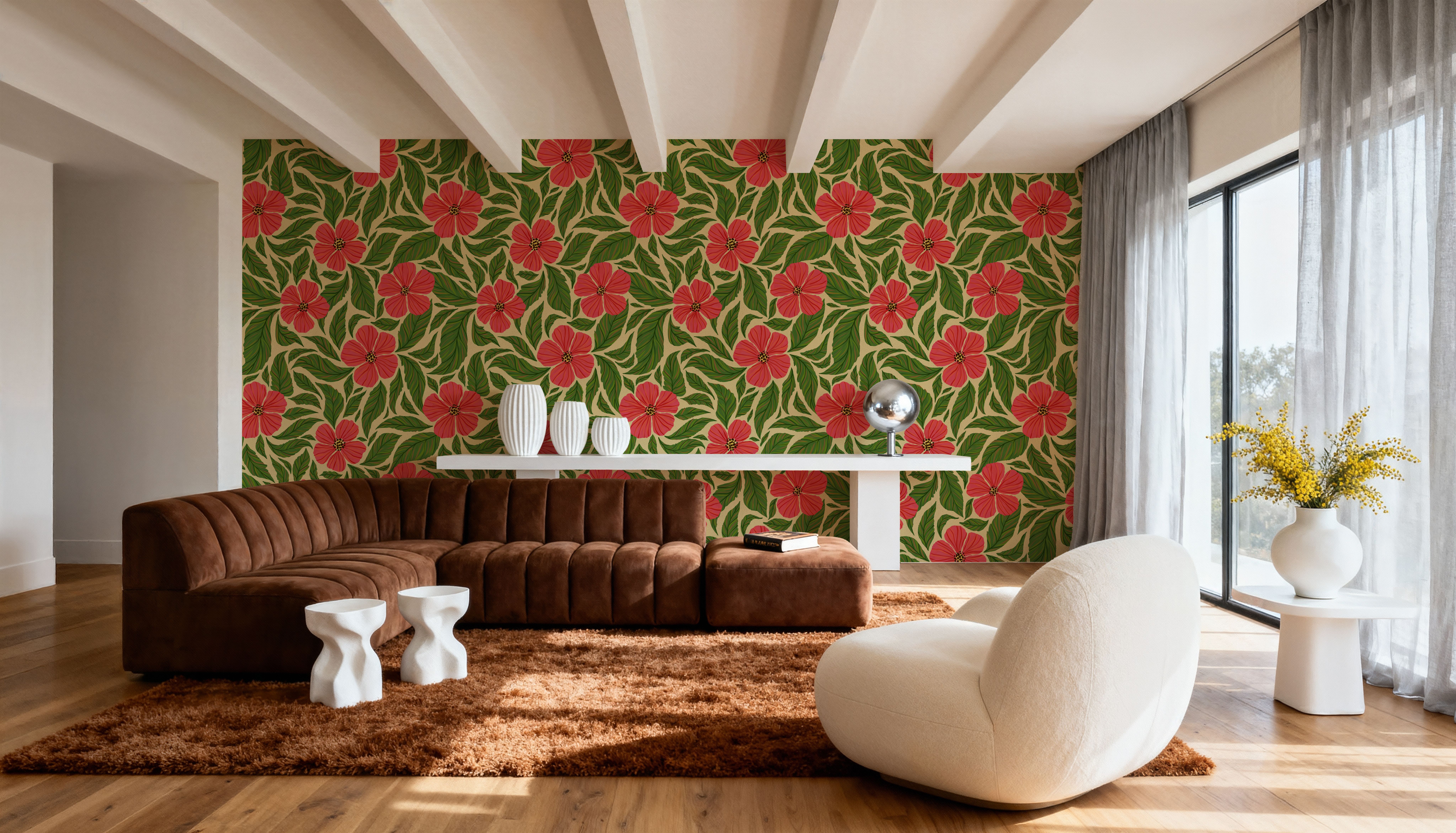 Dance of Flowers, Pink & Green