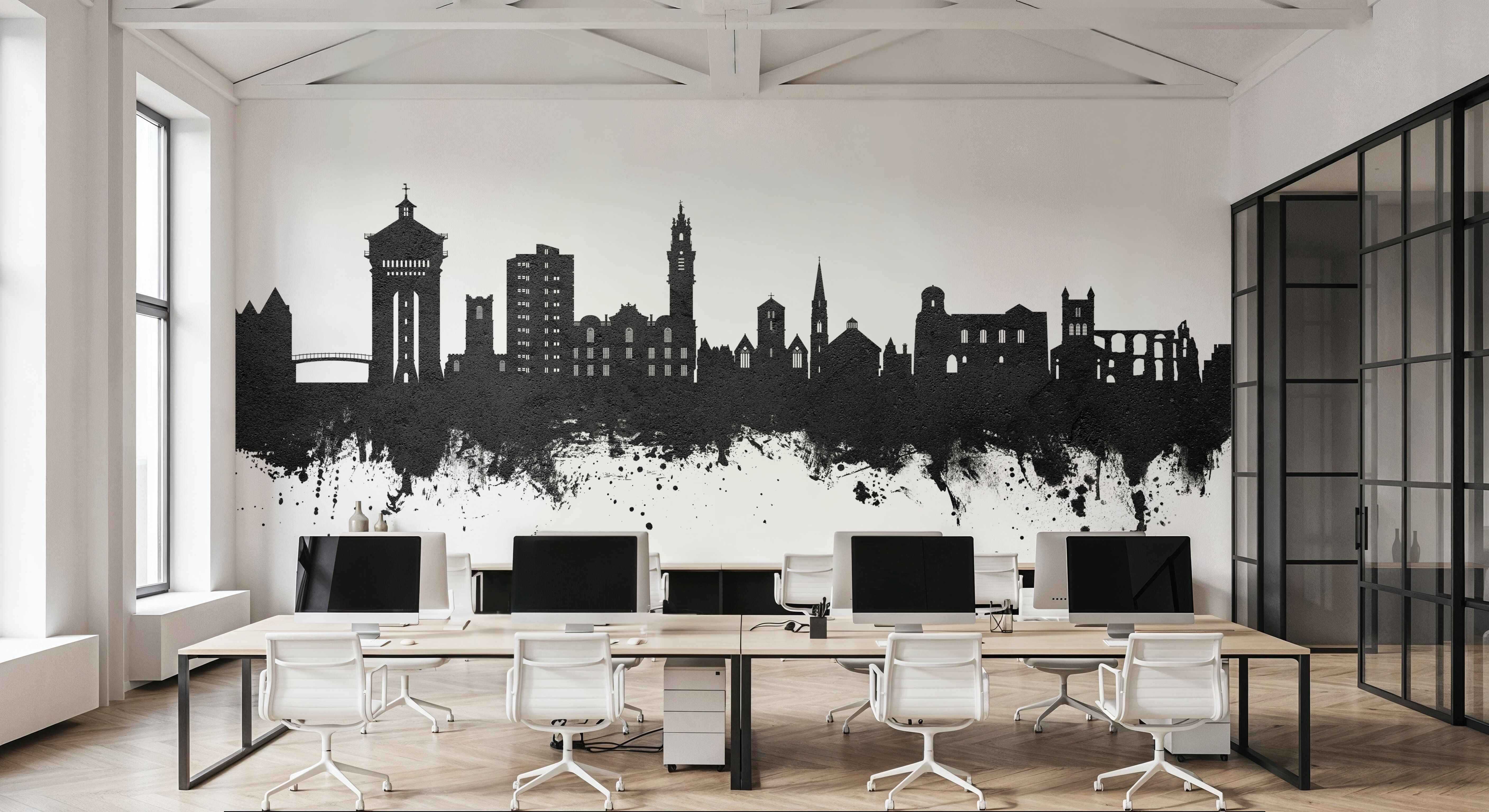 Colchester England Skyline Black & White, Carte da parati