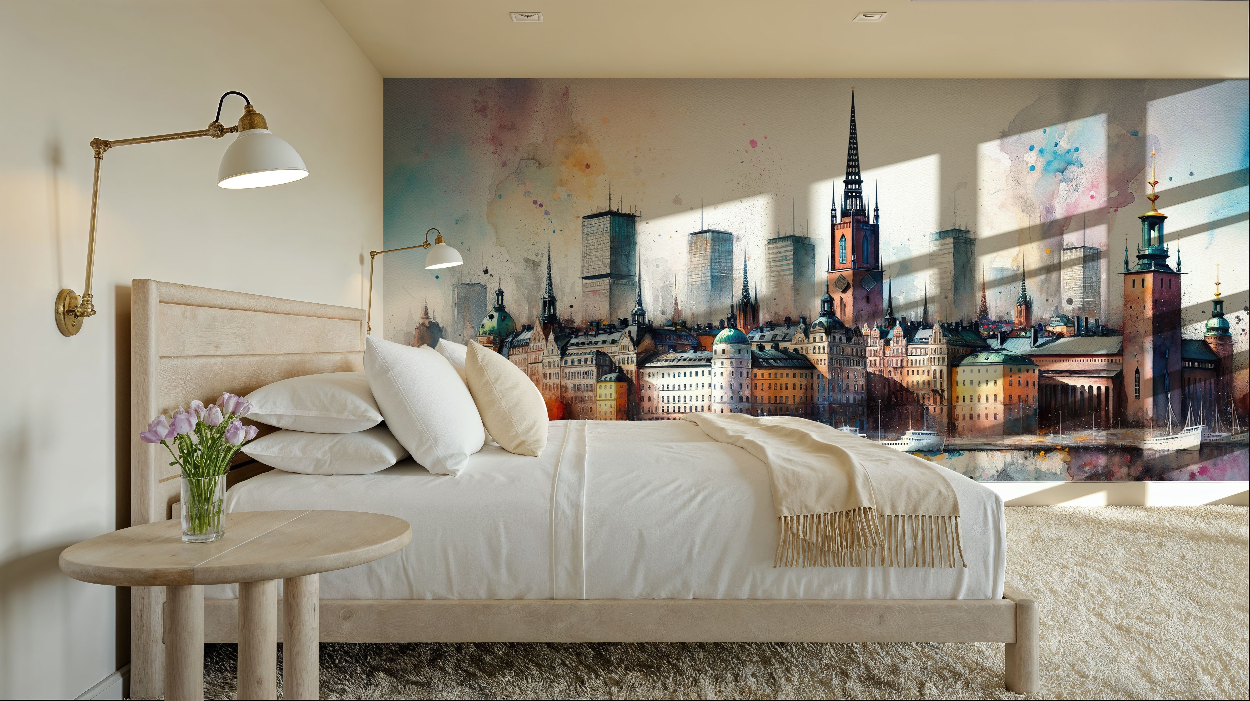 Watercolor Stockholm Skyline