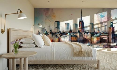 Watercolor Stockholm Skyline