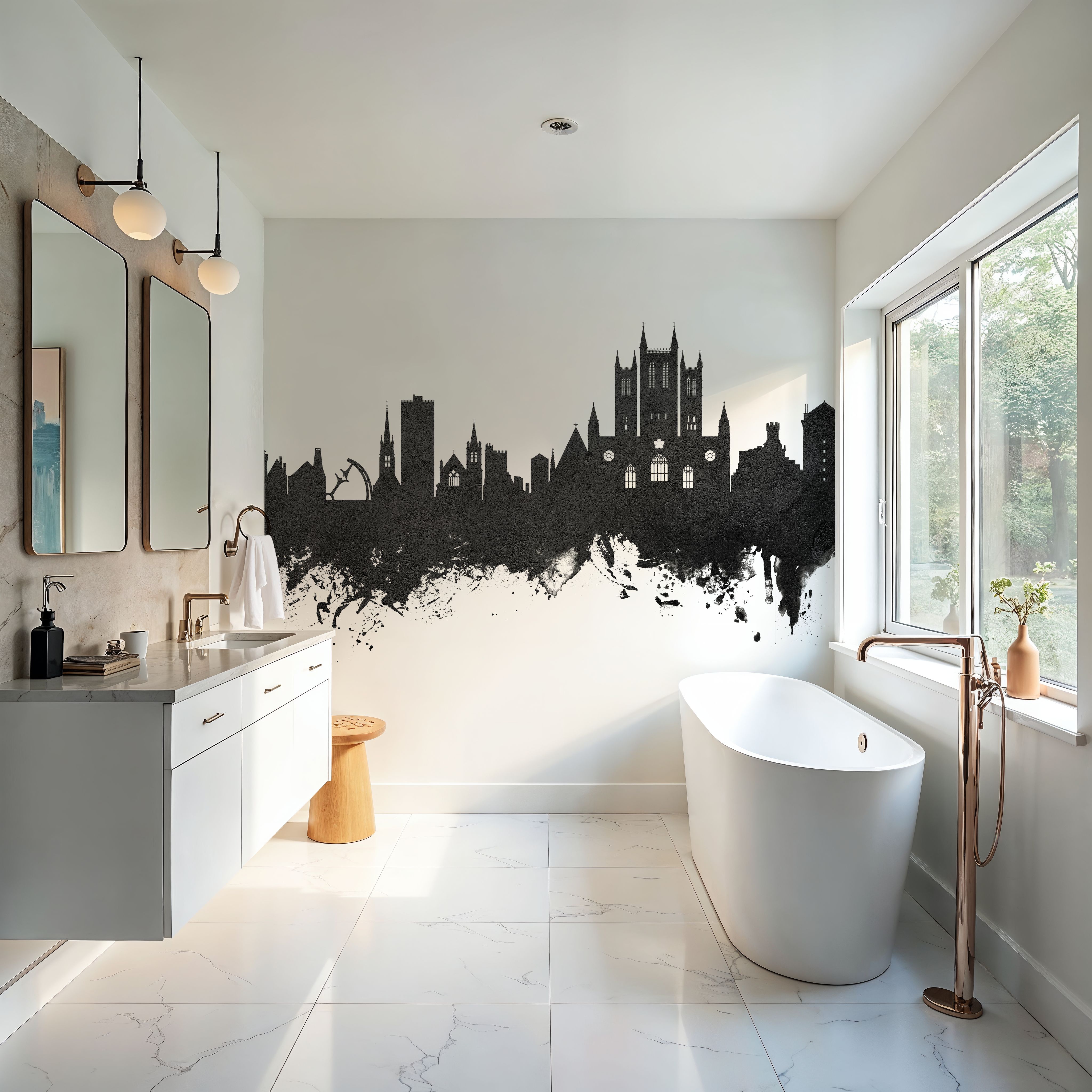 Lincoln England Skyline Black & White