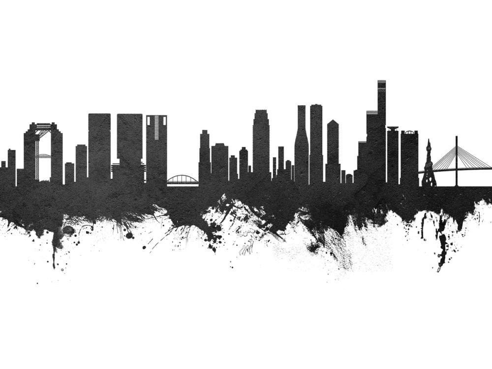 Osaka Skyline Black & White