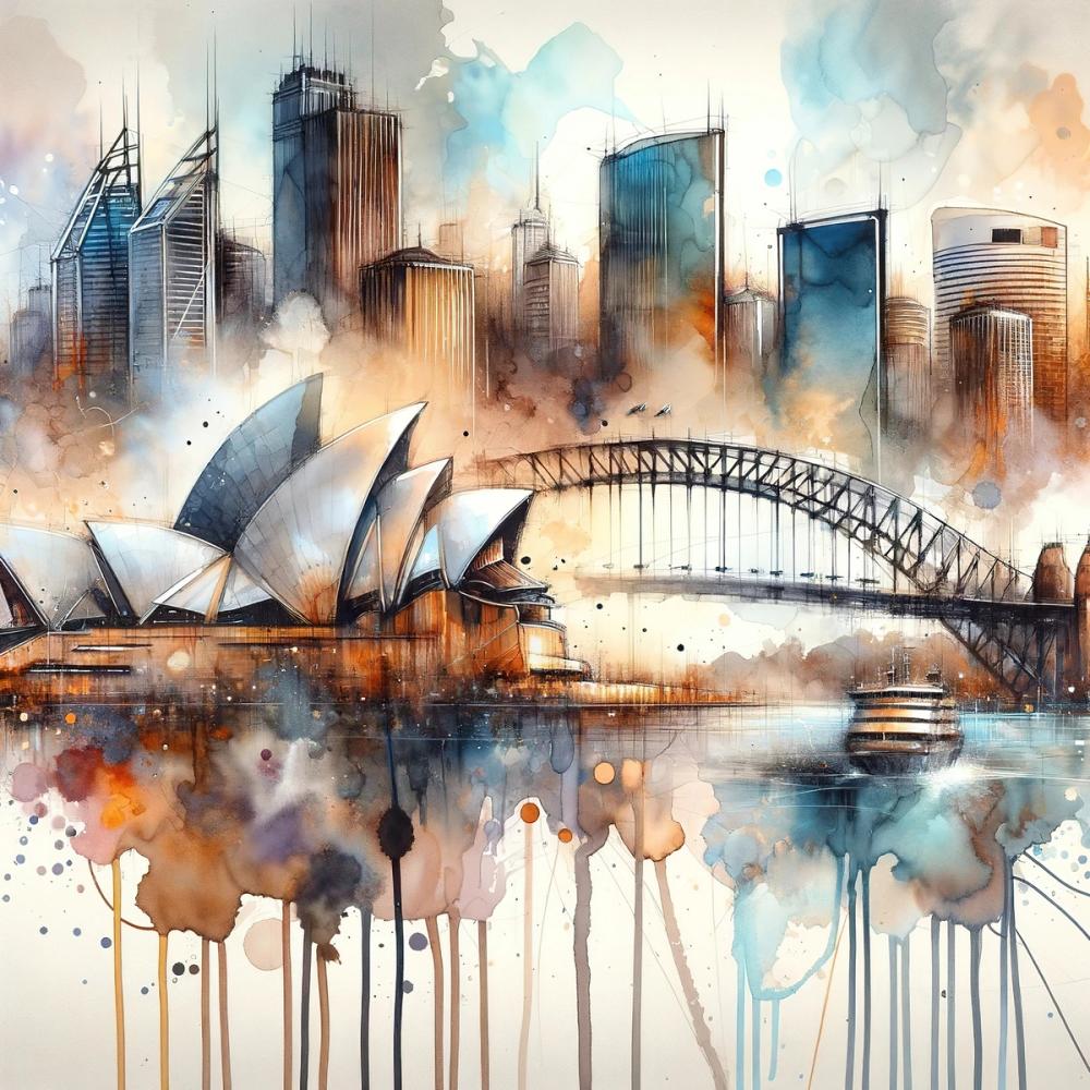 Watercolor Skyline Sydney