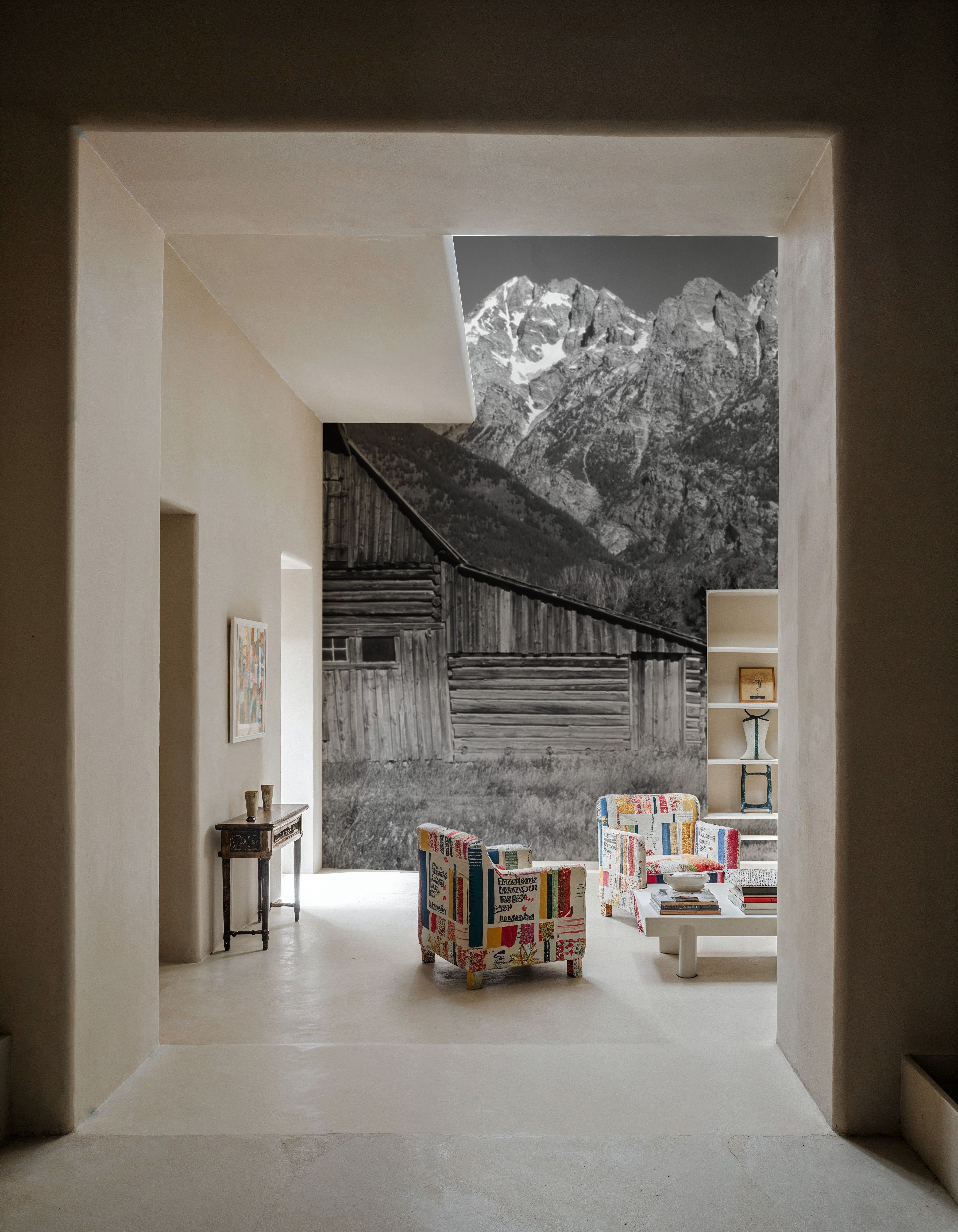 Mountain Homestead Black & White