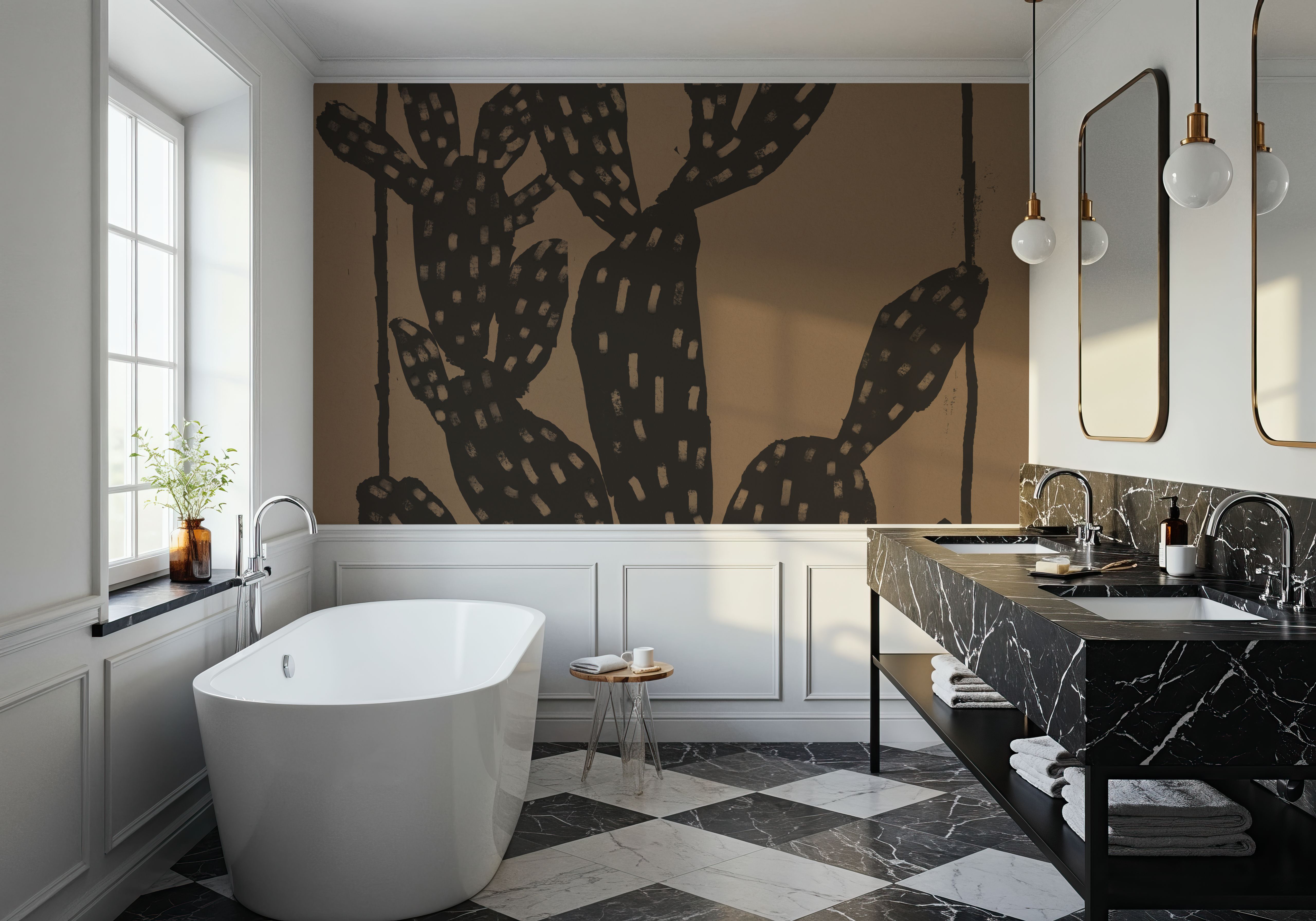 Woodcut Cactus I Natural