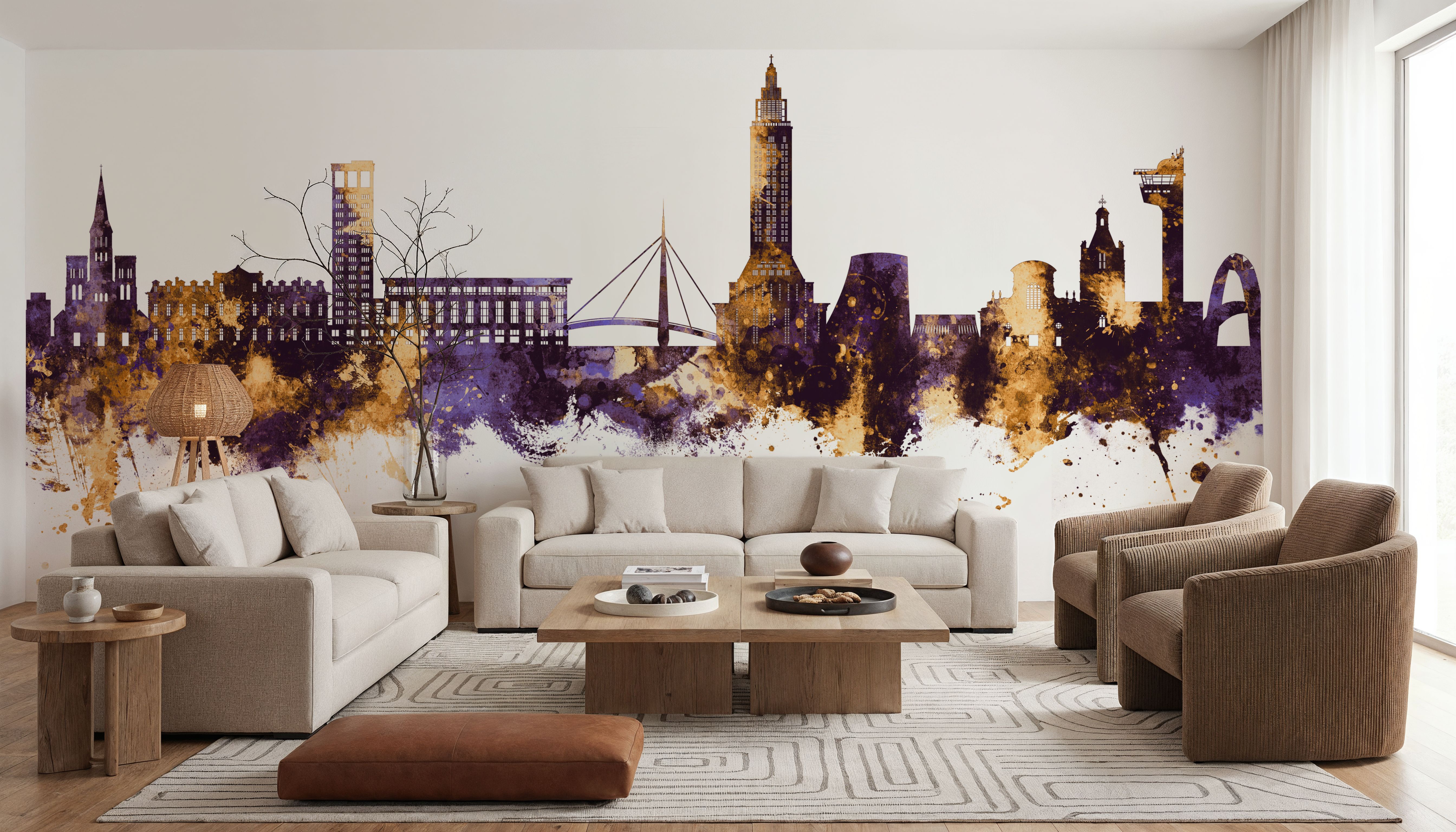 Le Havre France Skyline Purple & Gold