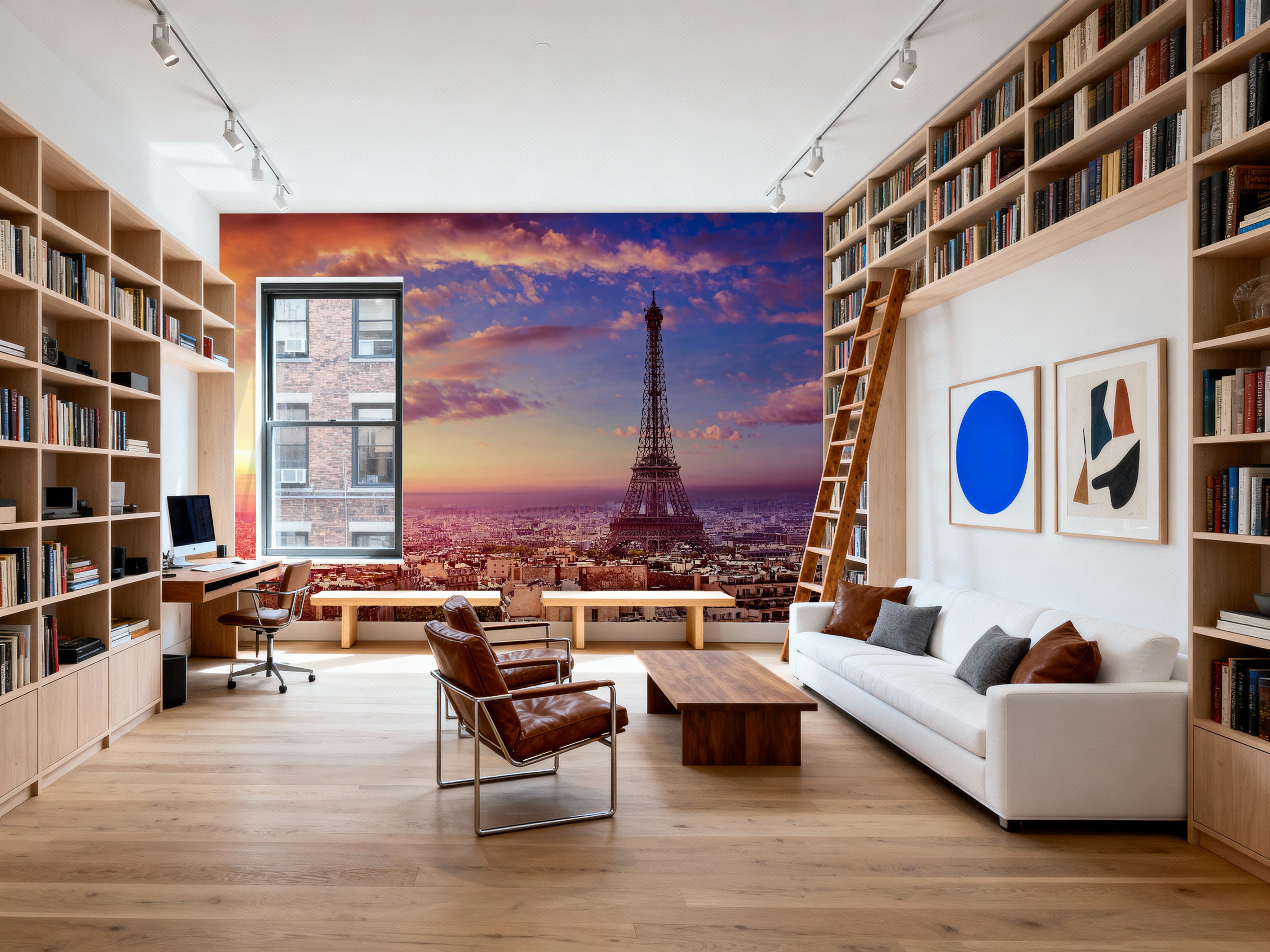 Eiffel Tower Pink Sky, Tapeten