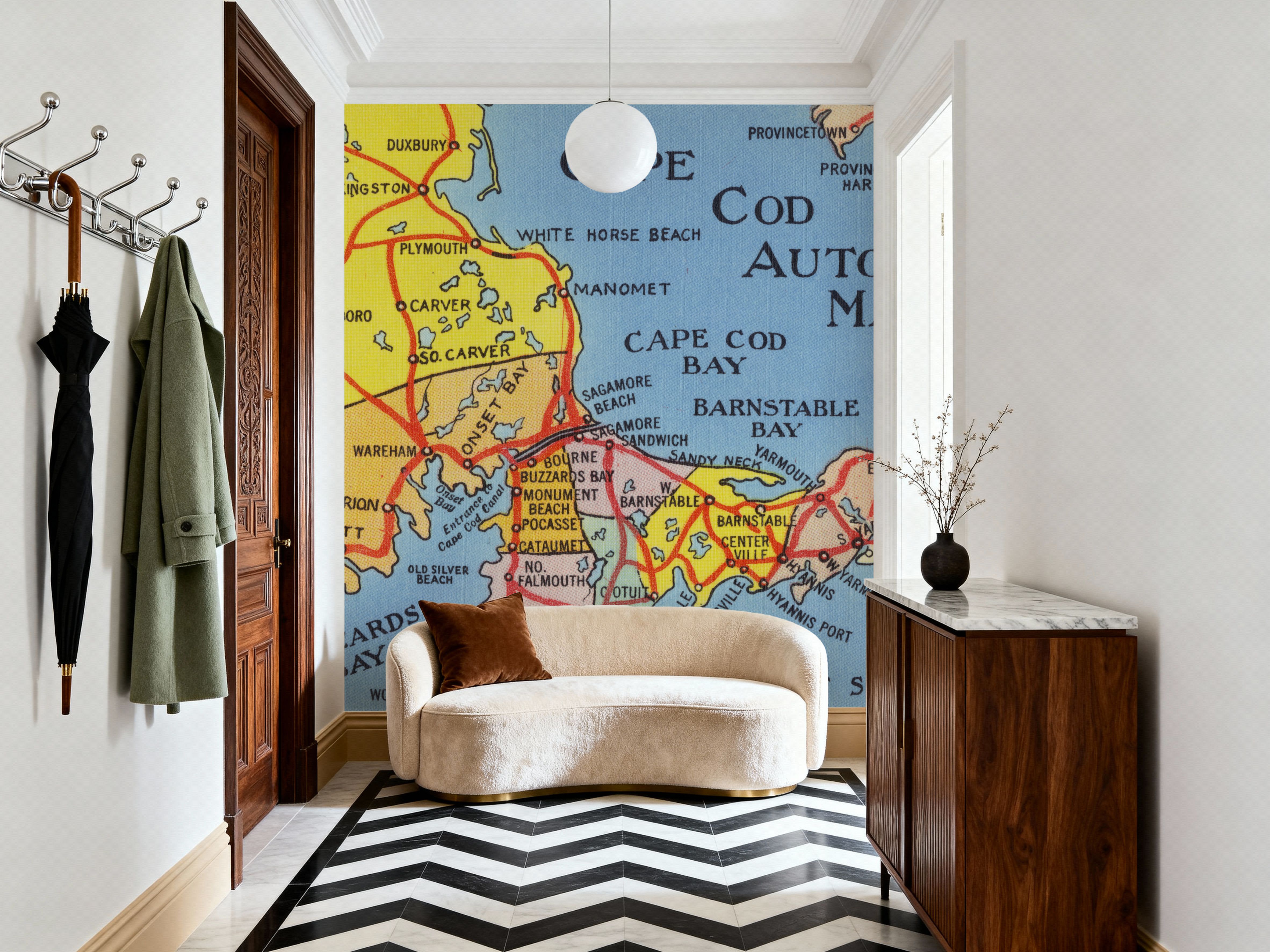 Greetings from Cape Cod Map - Screenprint Postcard