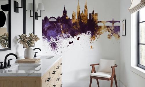 Basel Switzerland Skyline Purple & Gold