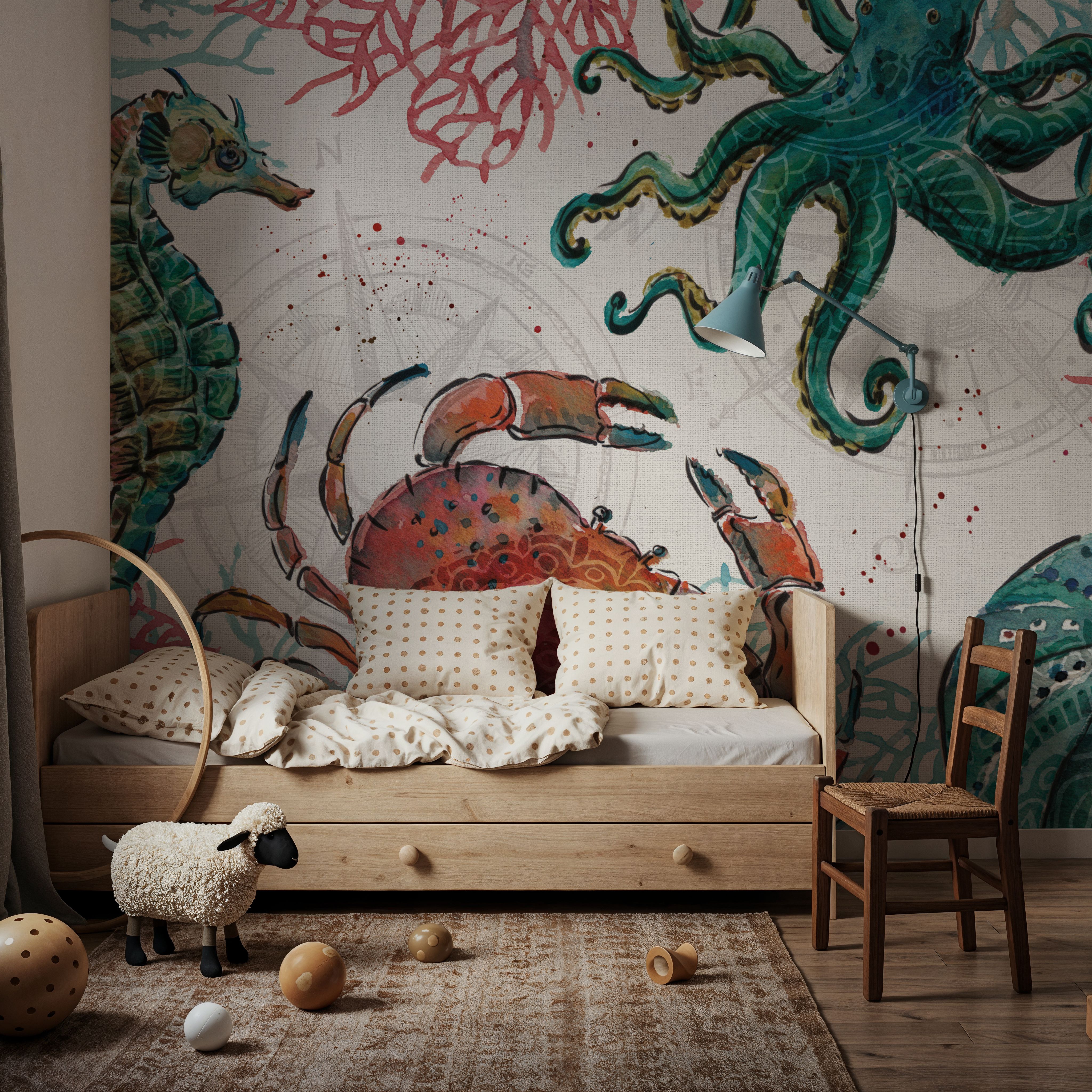 Wall Mural - Ocean Finds - Oceans & Seascapes Landscapes mural wallpaper - Kids' Room - Wallism US - Premium, Textured or Peel & Stick