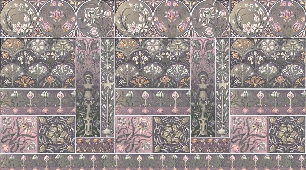 Art Deco Floral Wall Pink