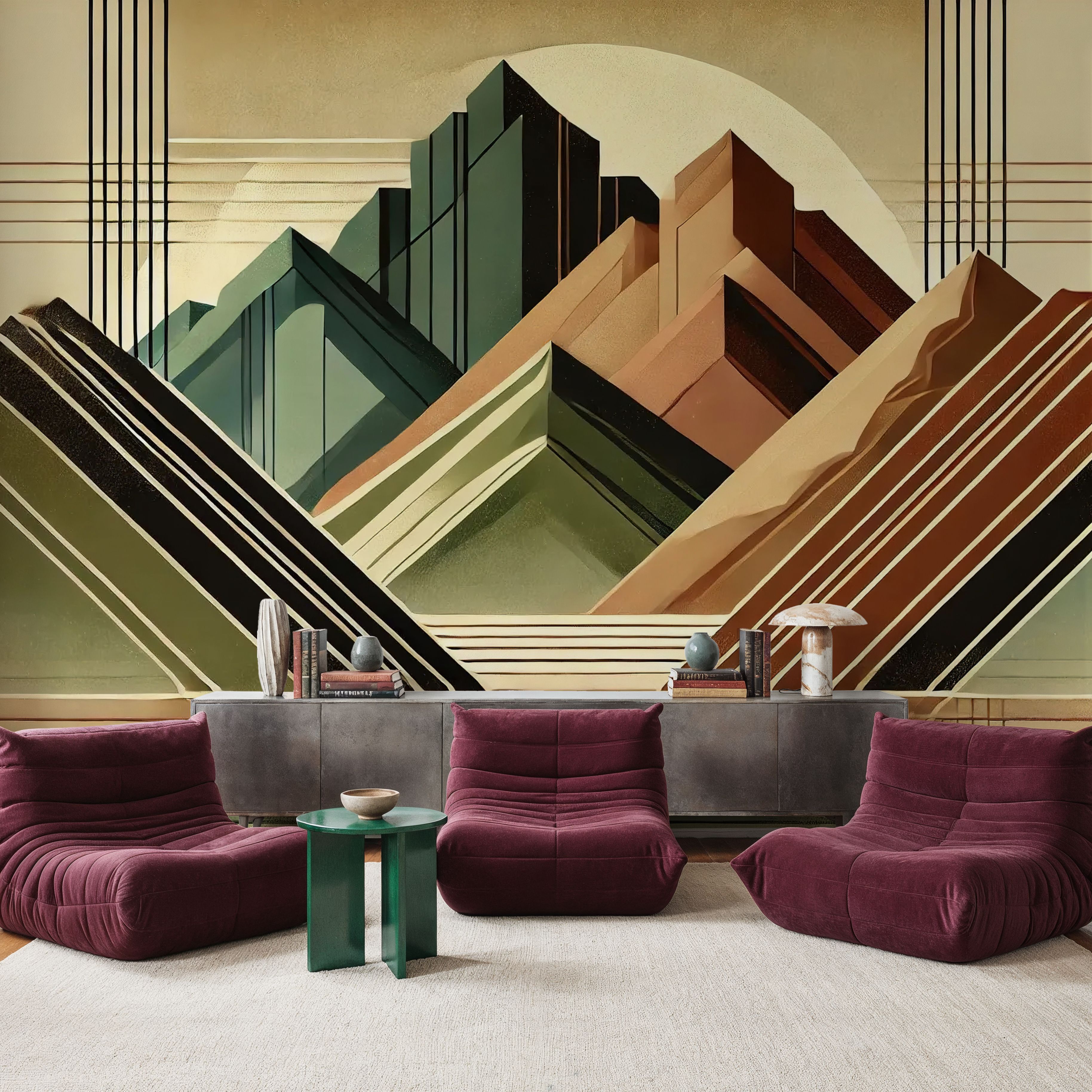 Elegant Art Deco Mountain Peaks