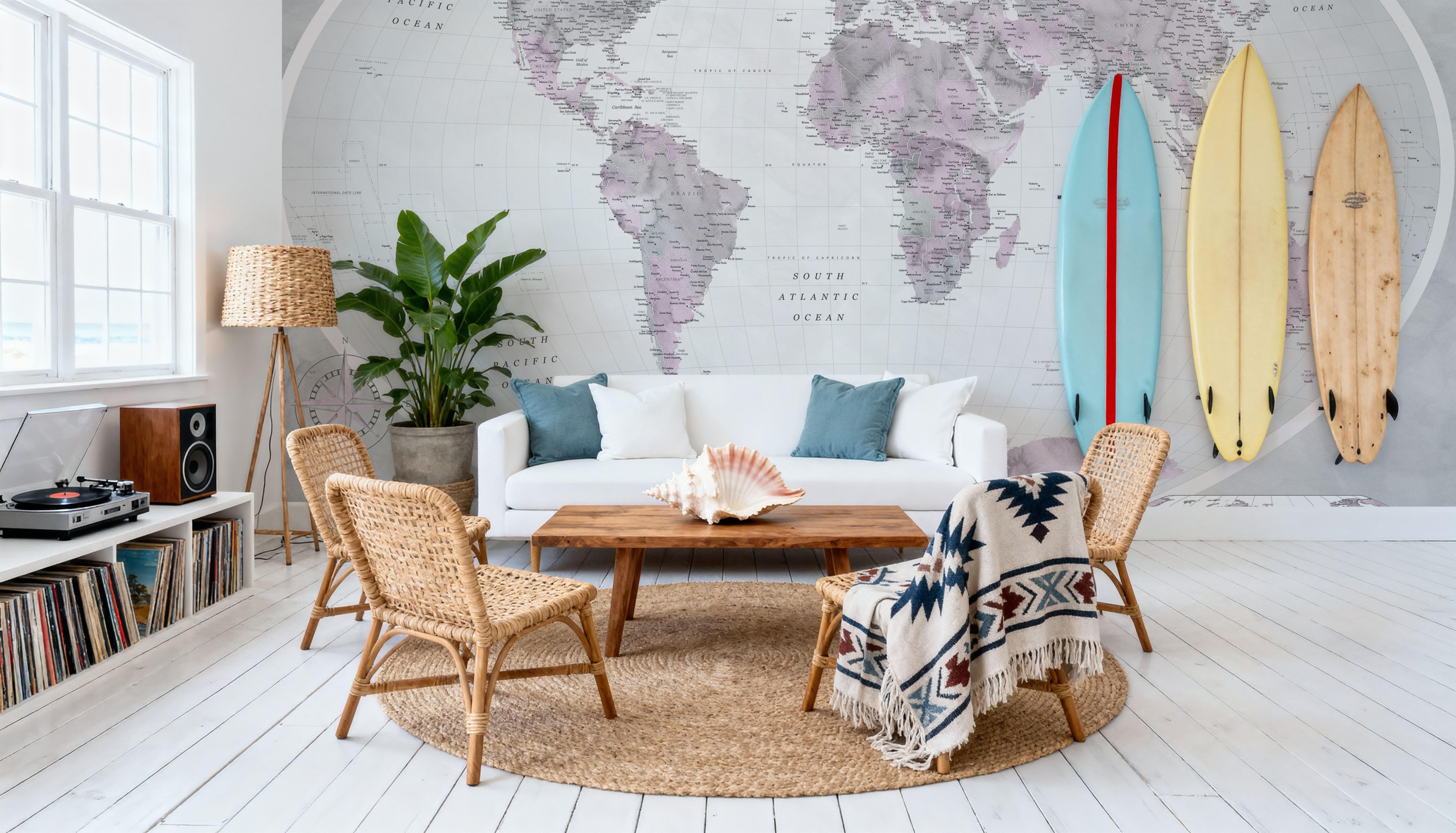 World Map Atlas Pink