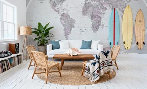 World Map Atlas Pink