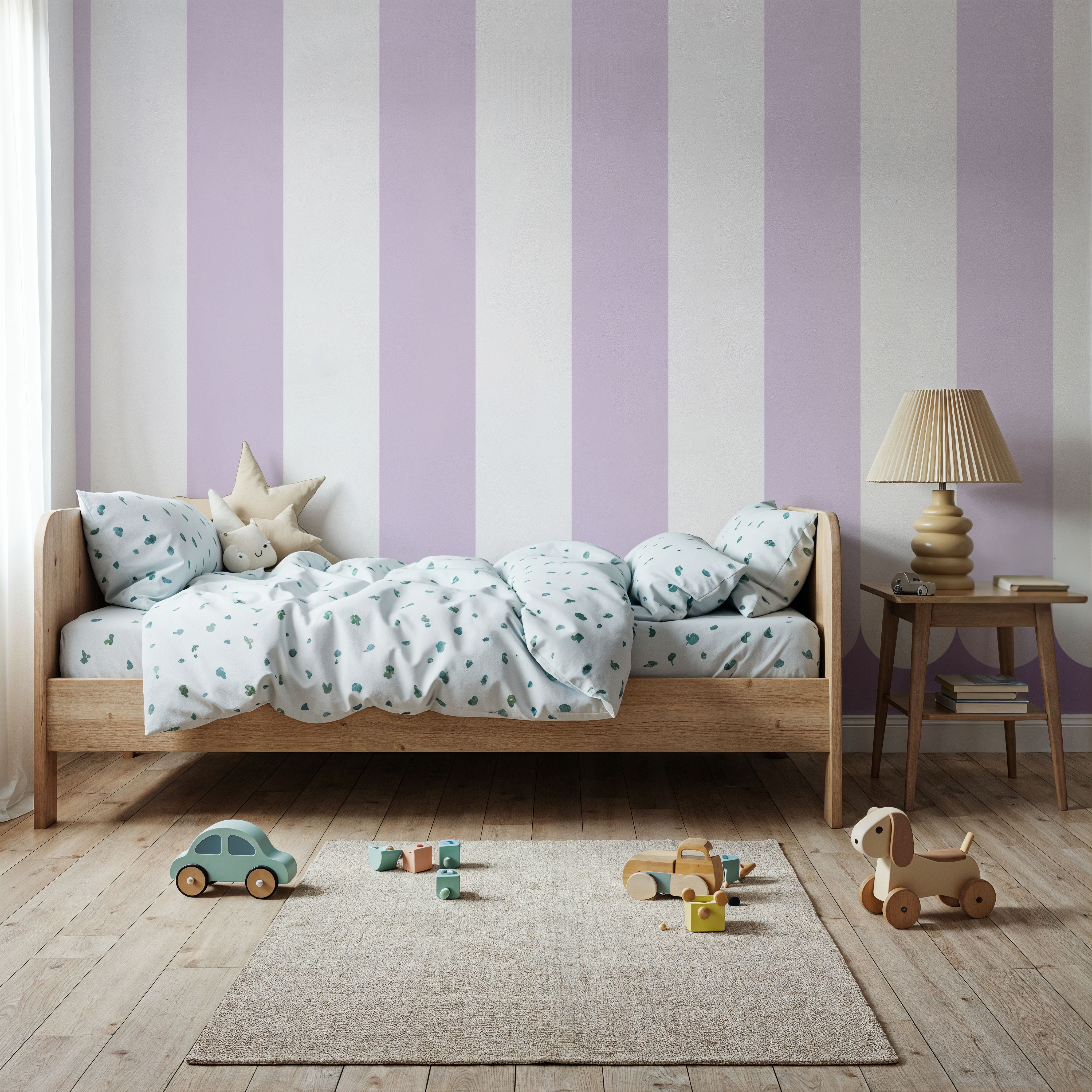 Scalloped Circus Stripes, Lavender