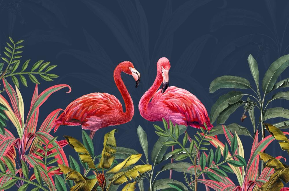 Shy Flamingos Blue