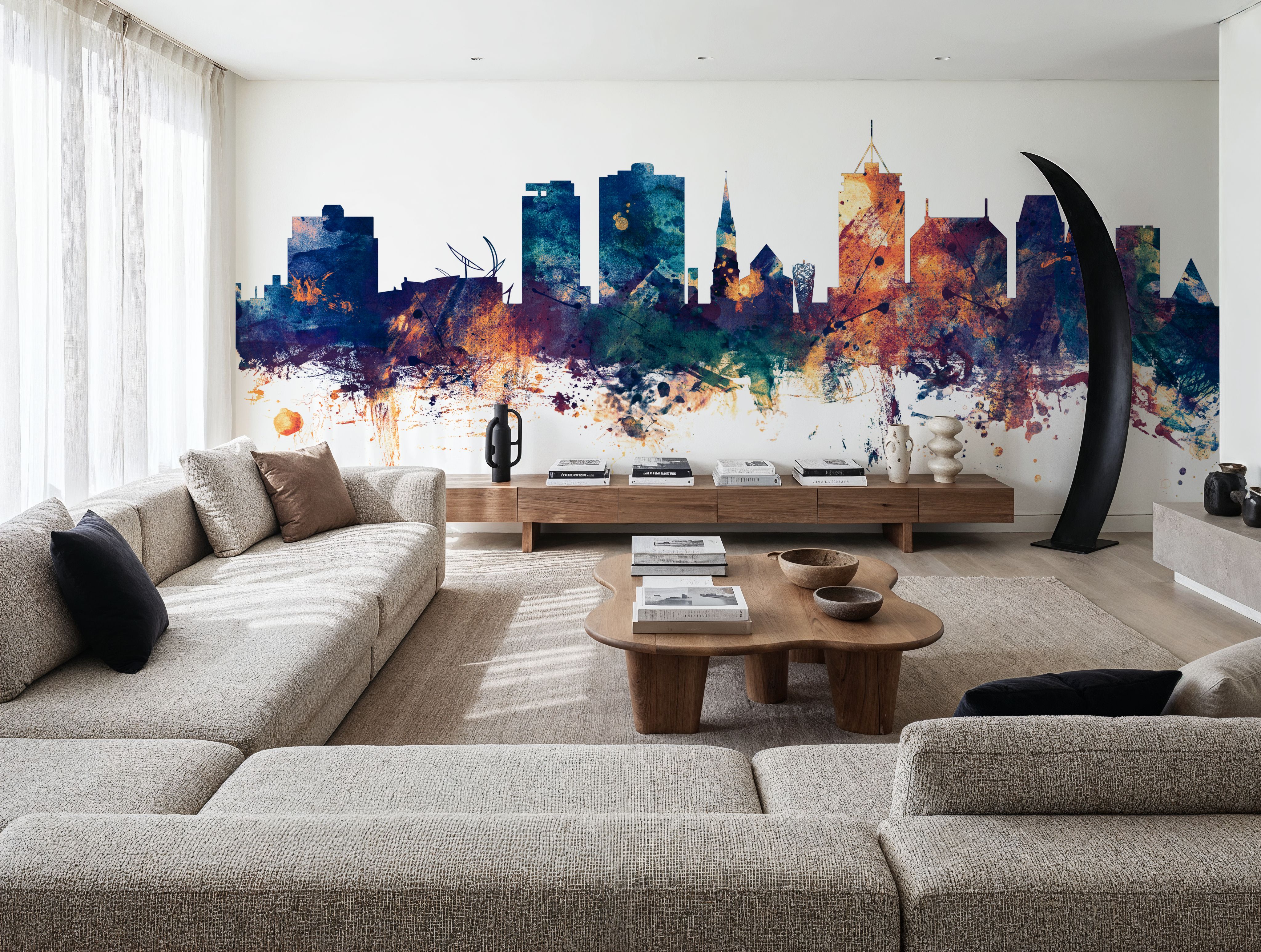 Christchurch New Zealand Skyline Blue & Bronze, Wallpaper