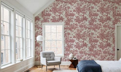 Patinated Linen Toile de Jouy, Brick