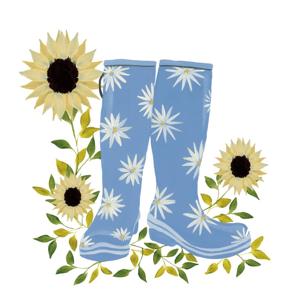 Boots with Sunflowers