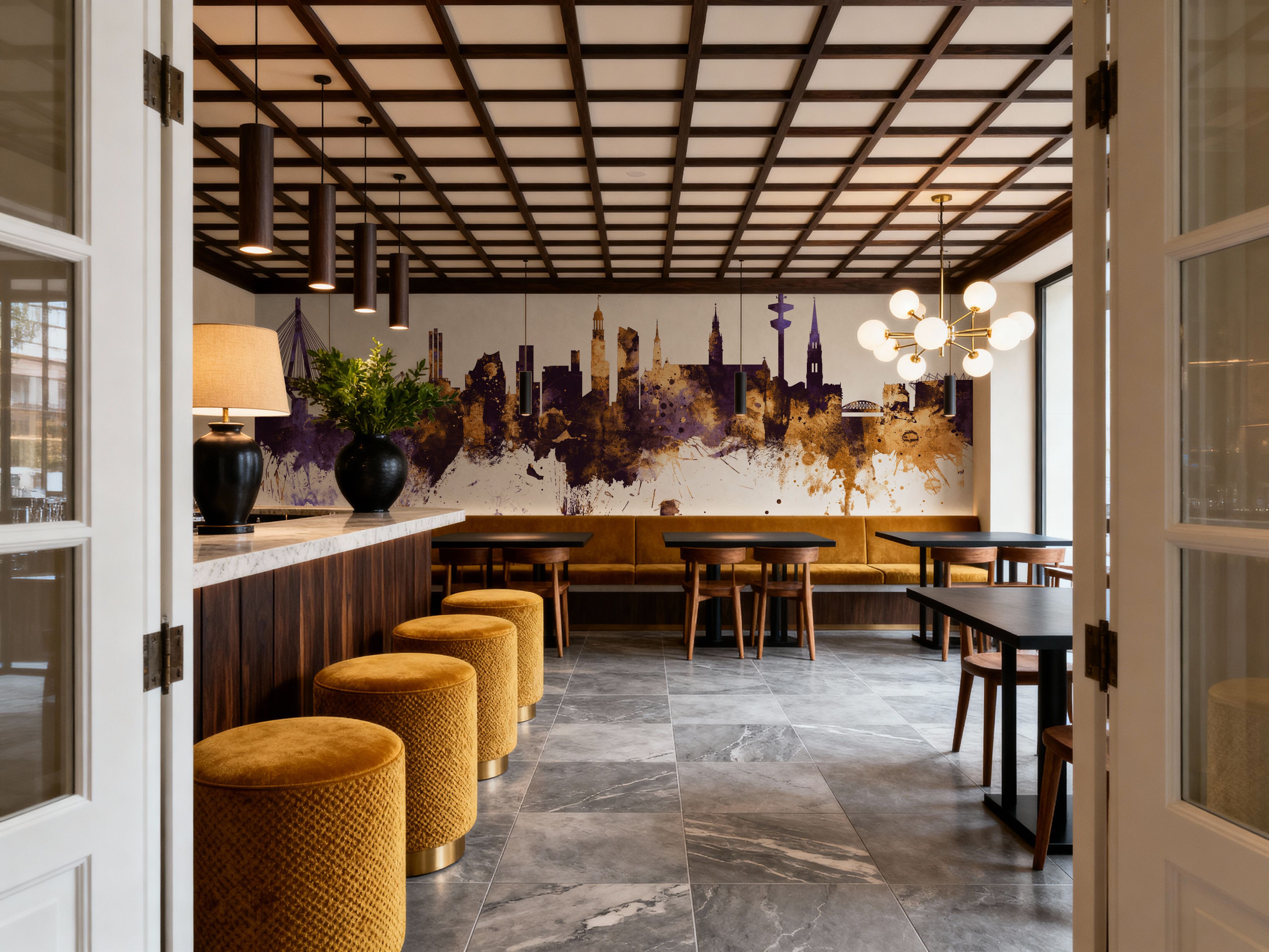 Hamburg Germany Skyline Purlpe & Gold