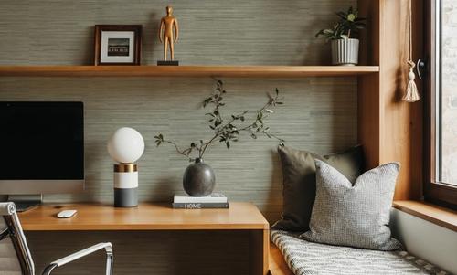 Faux Grasscloth with Visible Seams, Lichen