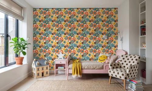 Flower Power, Yellow on Cream