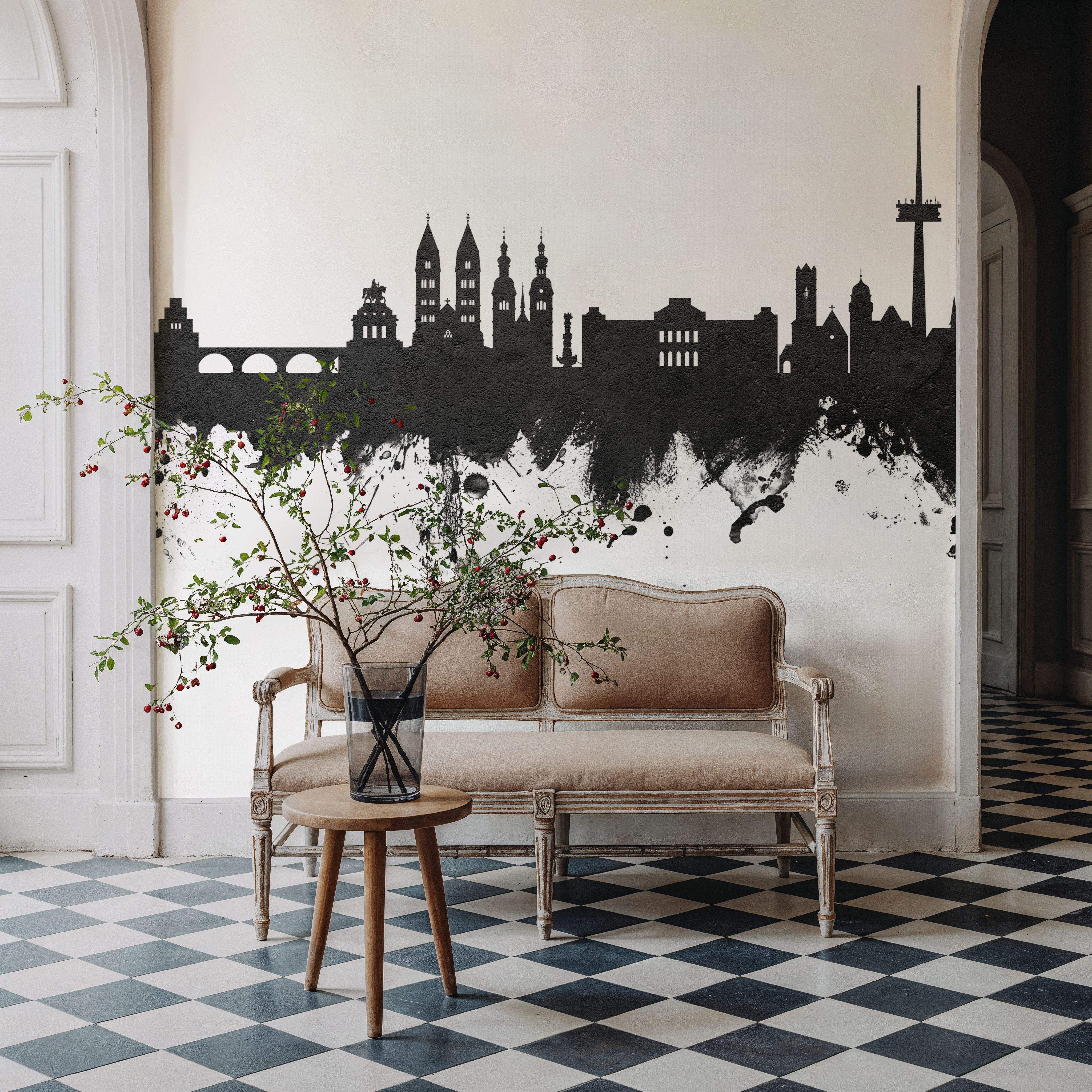 Koblenz Germany Skyline Black & White