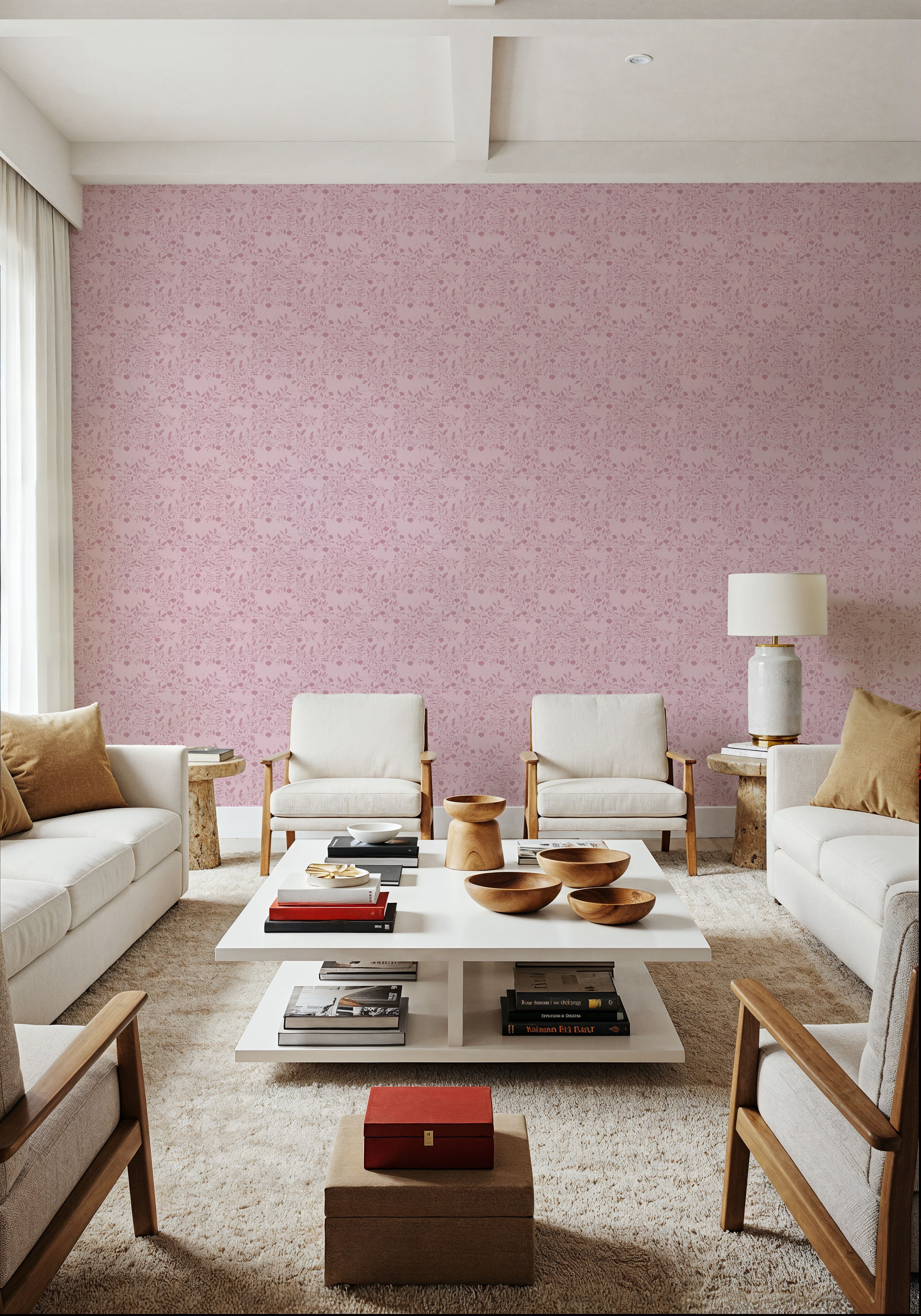 Pomegranate Grove, Blush, Papier peint