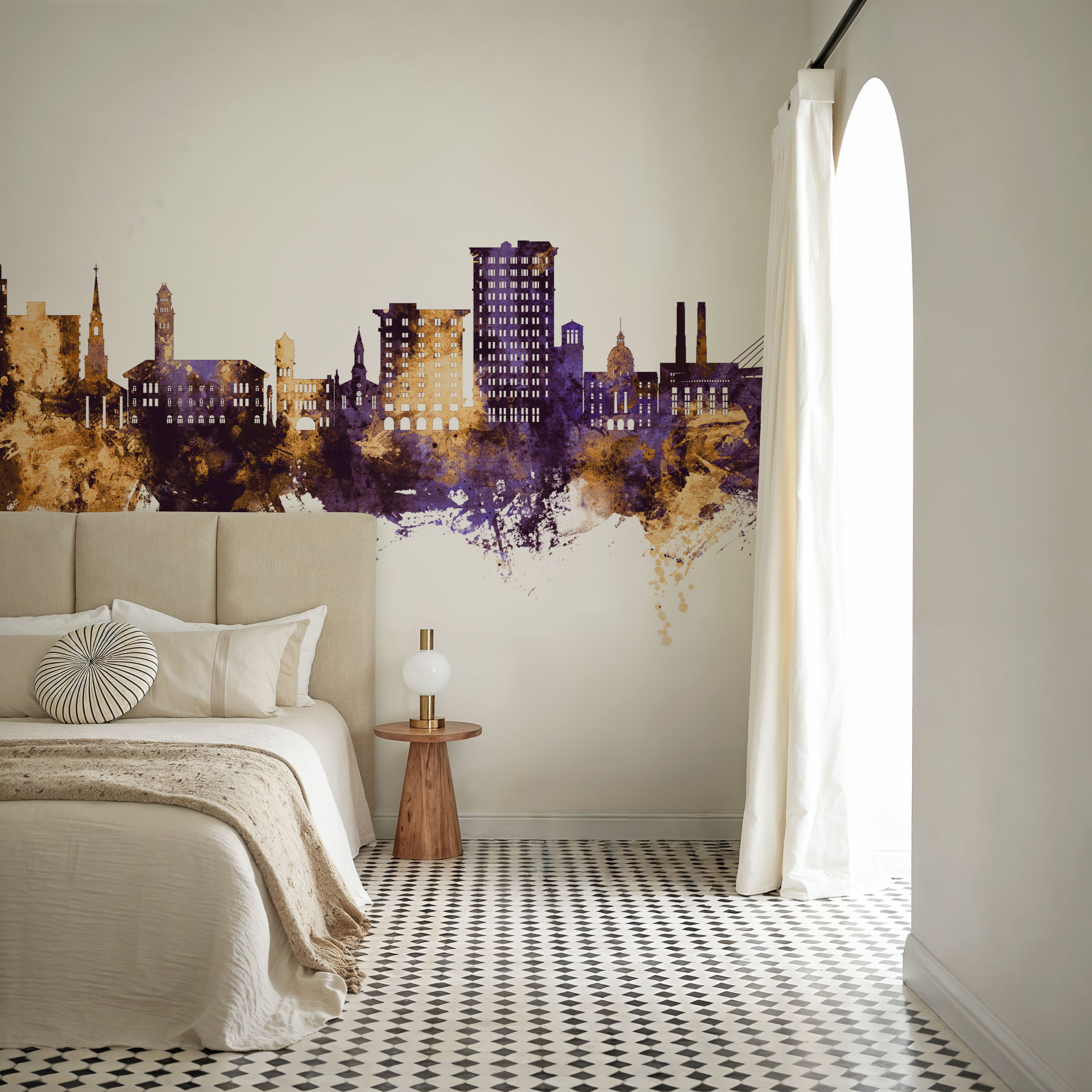 Savannah Georgia Skyline Purple & Gold