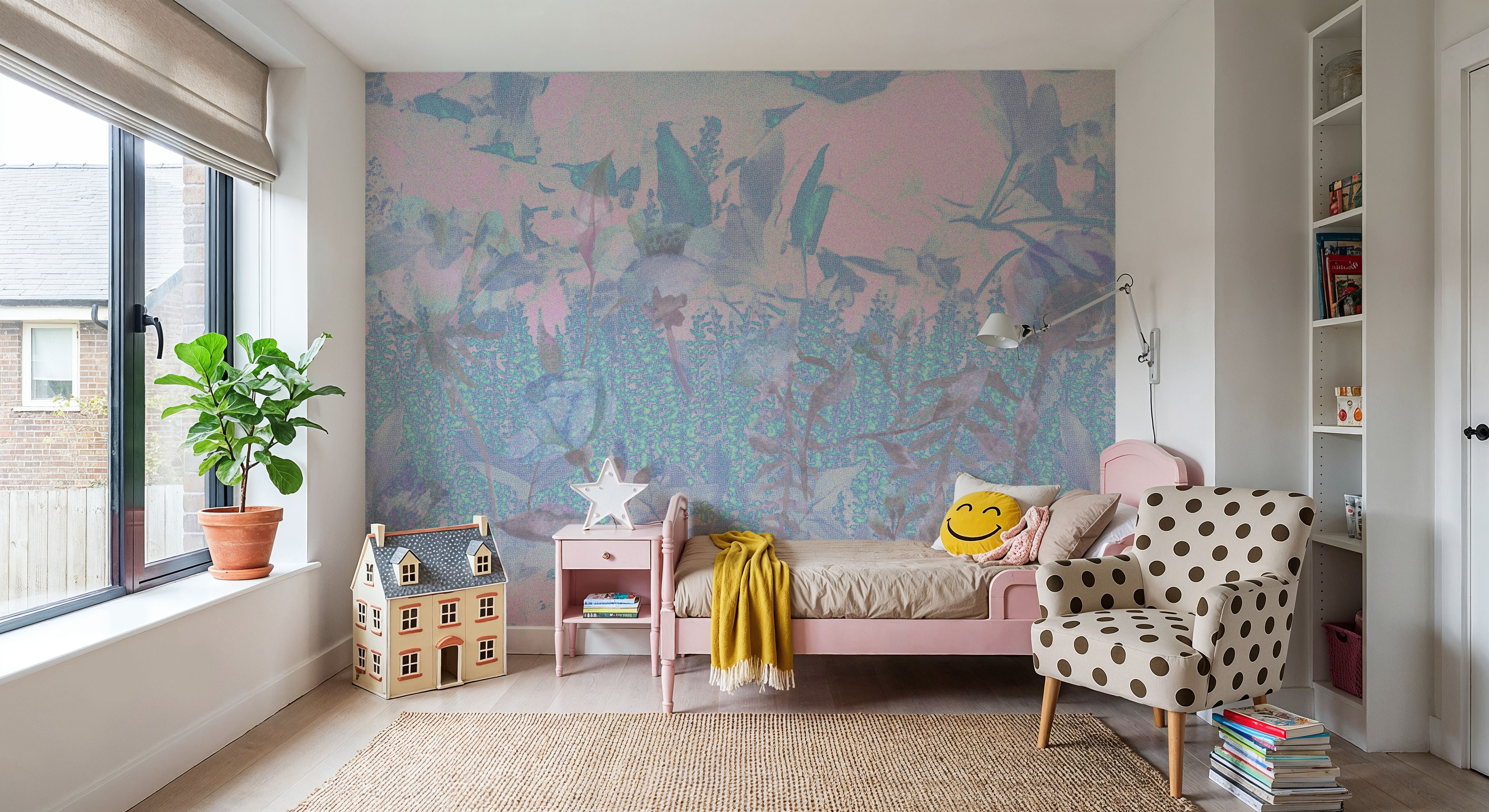 Meadow Memories, Washed Periwinkle, Papel pintado