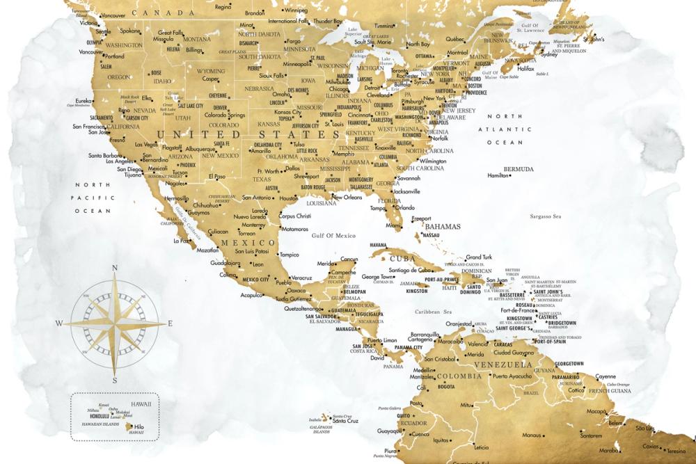 US Mexico Caribbean Map - Rosie Wash