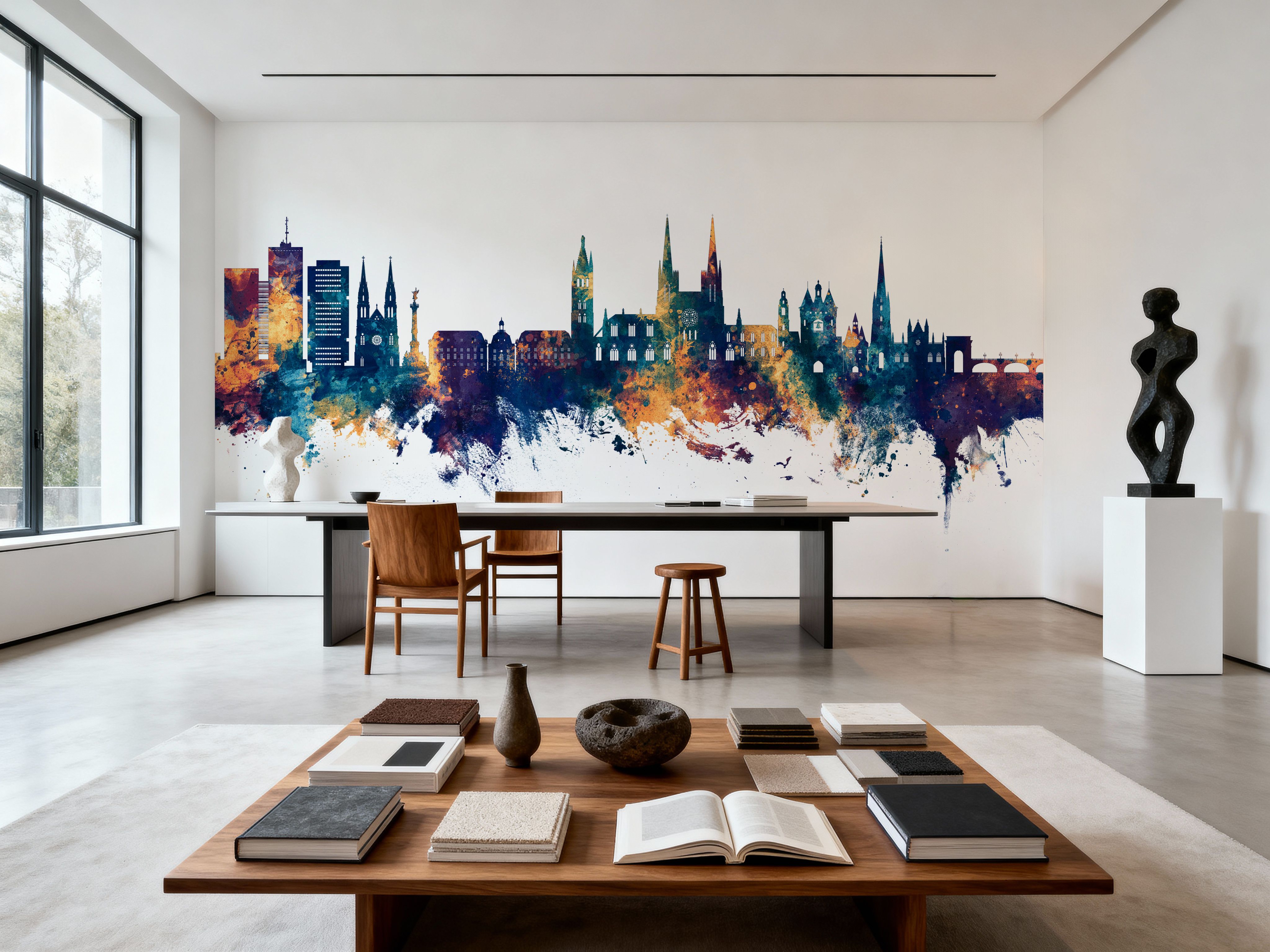 Bordeaux France Skyline Blue & Bronze