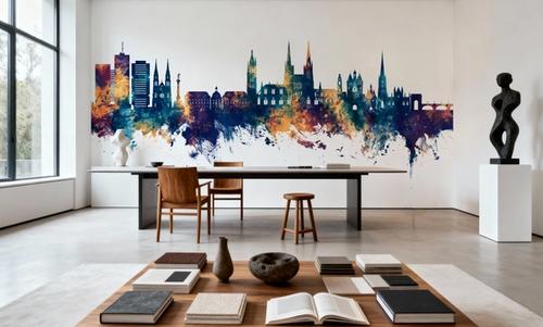 Bordeaux France Skyline Blue & Bronze