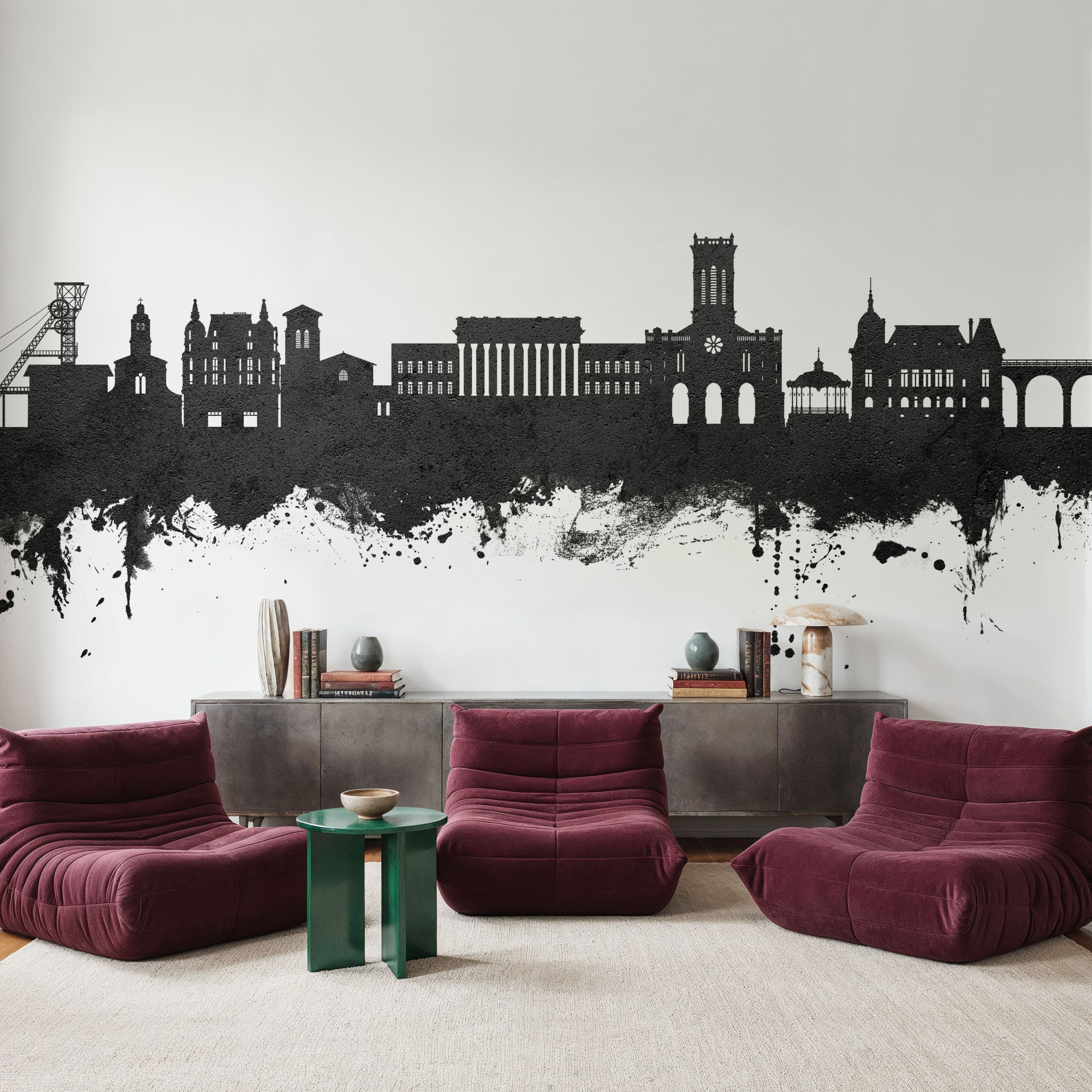 Saint-Étienne France Skyline Black & White