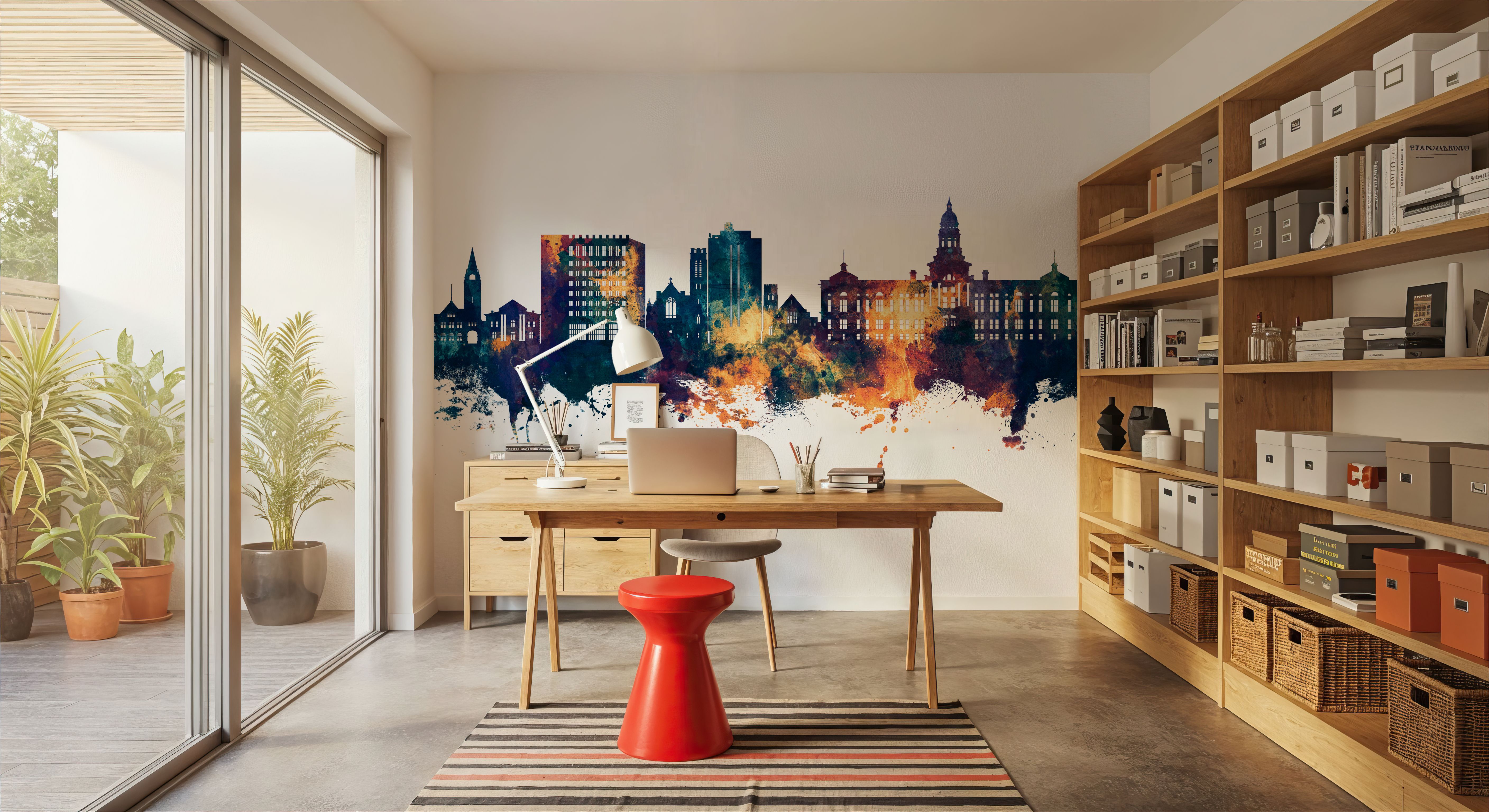 Cheyenne Wyoming Skyline Blue & Bronze, Wallpaper