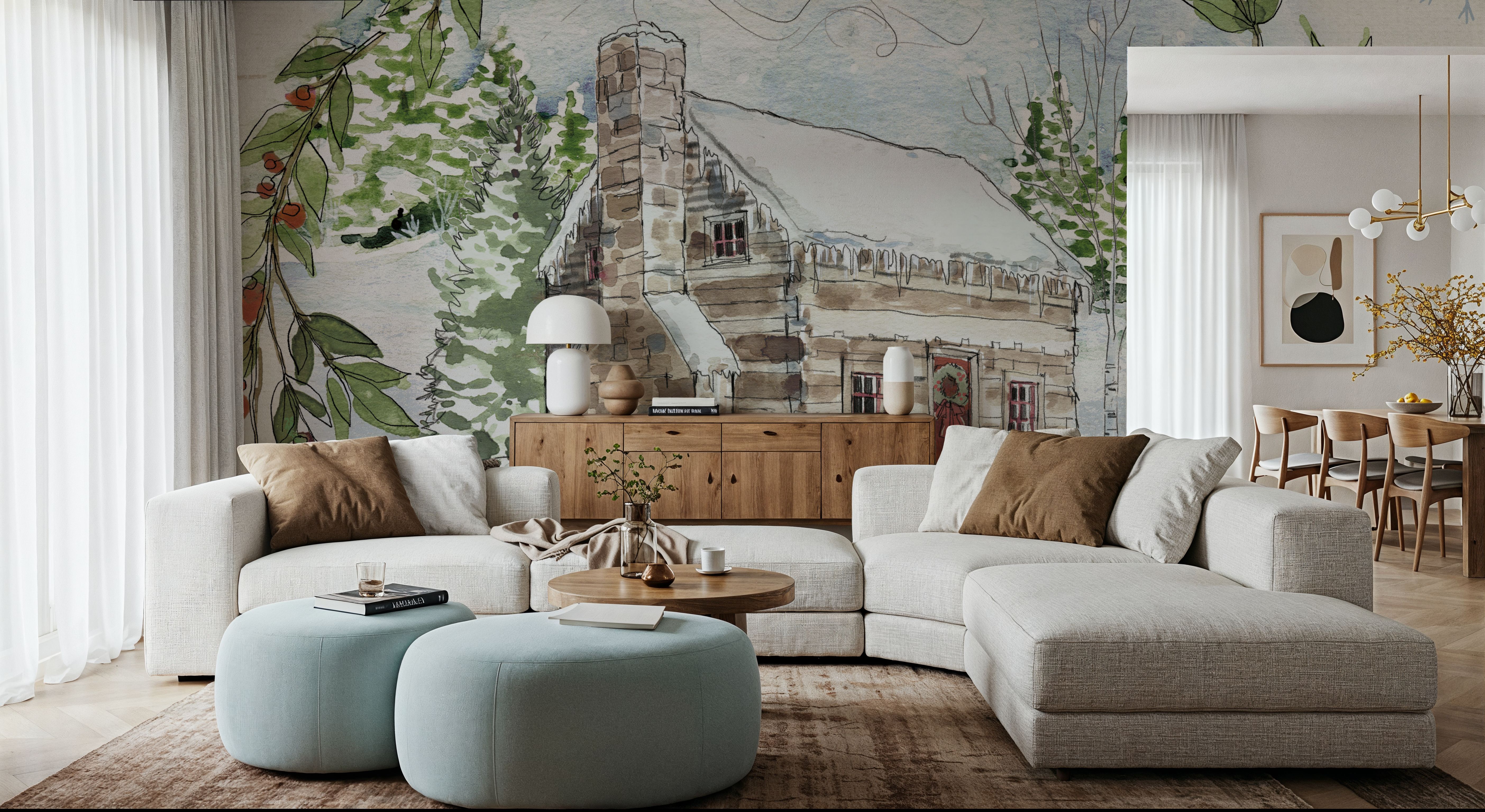 Holiday Vignette II Cabin, Wallpaper