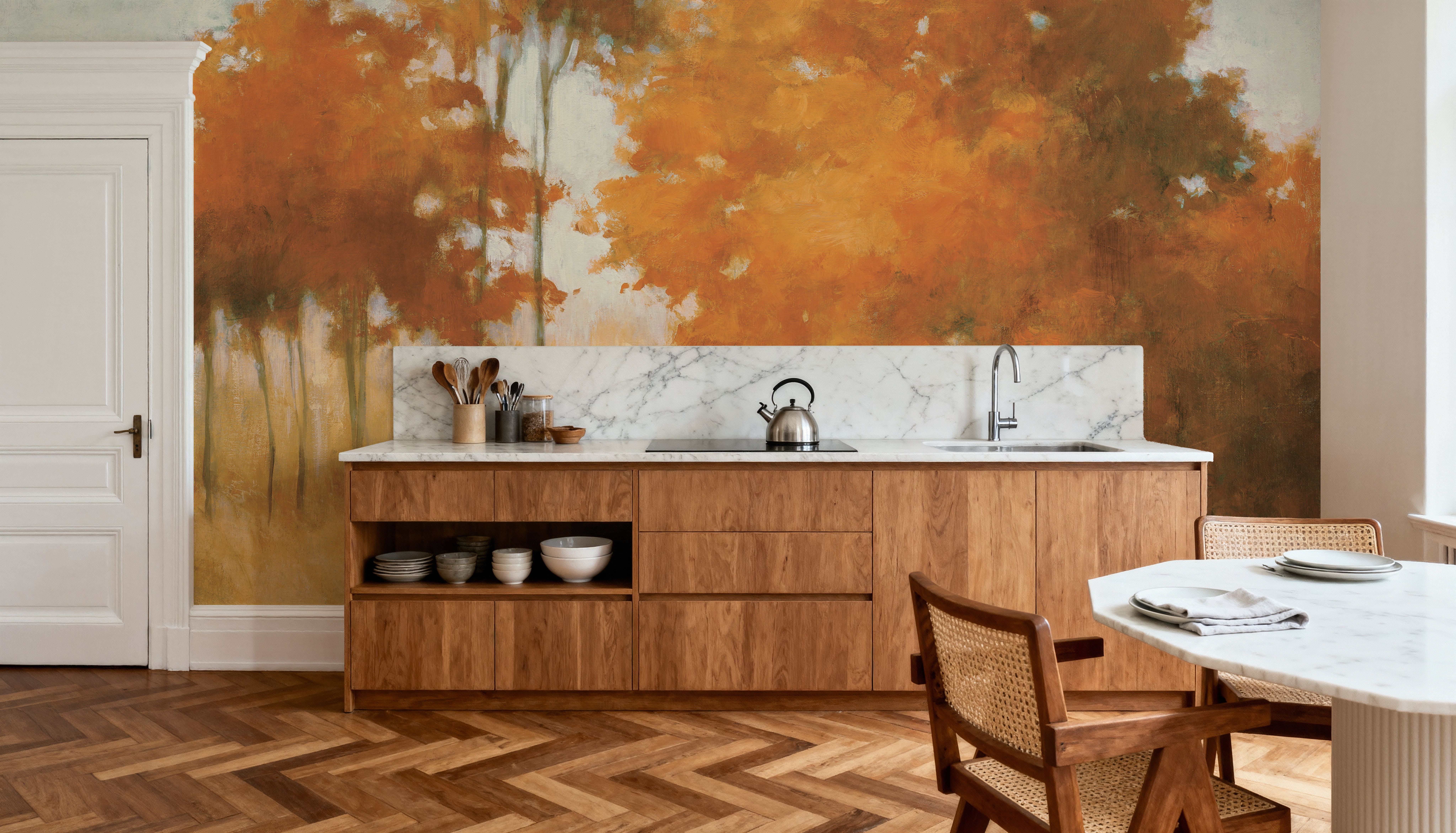 Autumn Lake Light wallpaper mural 100% PVC-free and non-toxic