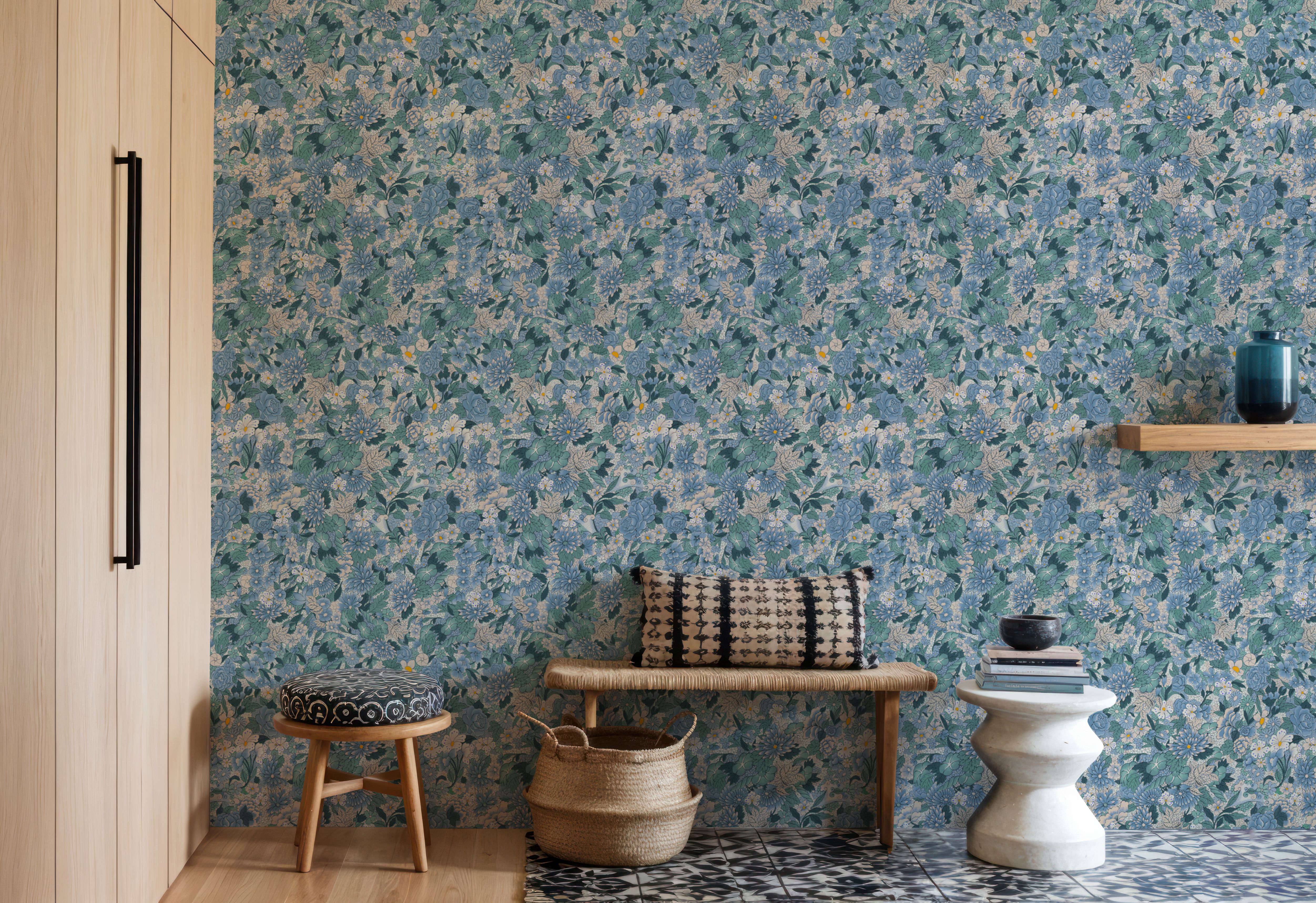 Floral Blossom Dusty Blue