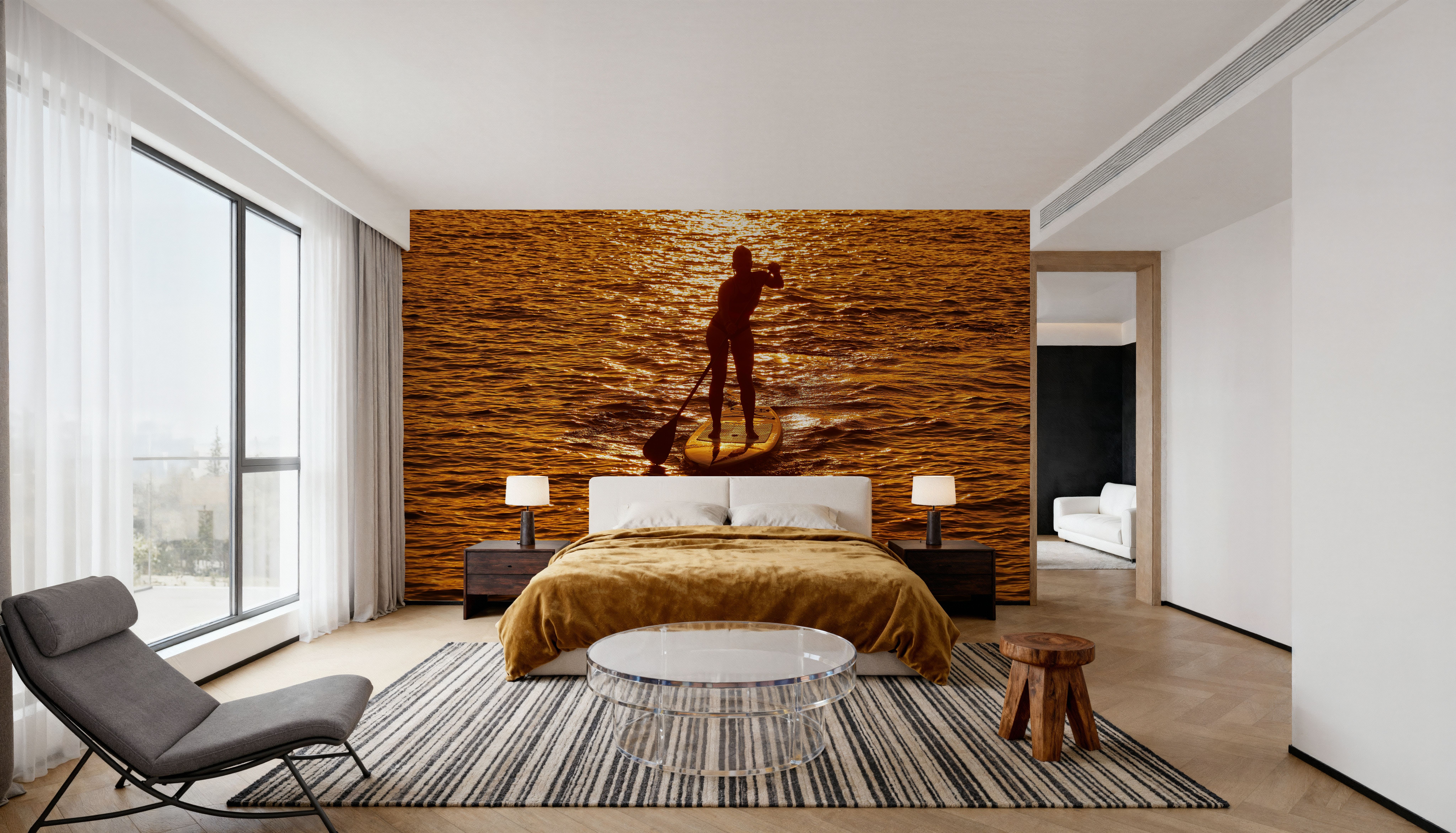 Golden Horizon Paddleboarder