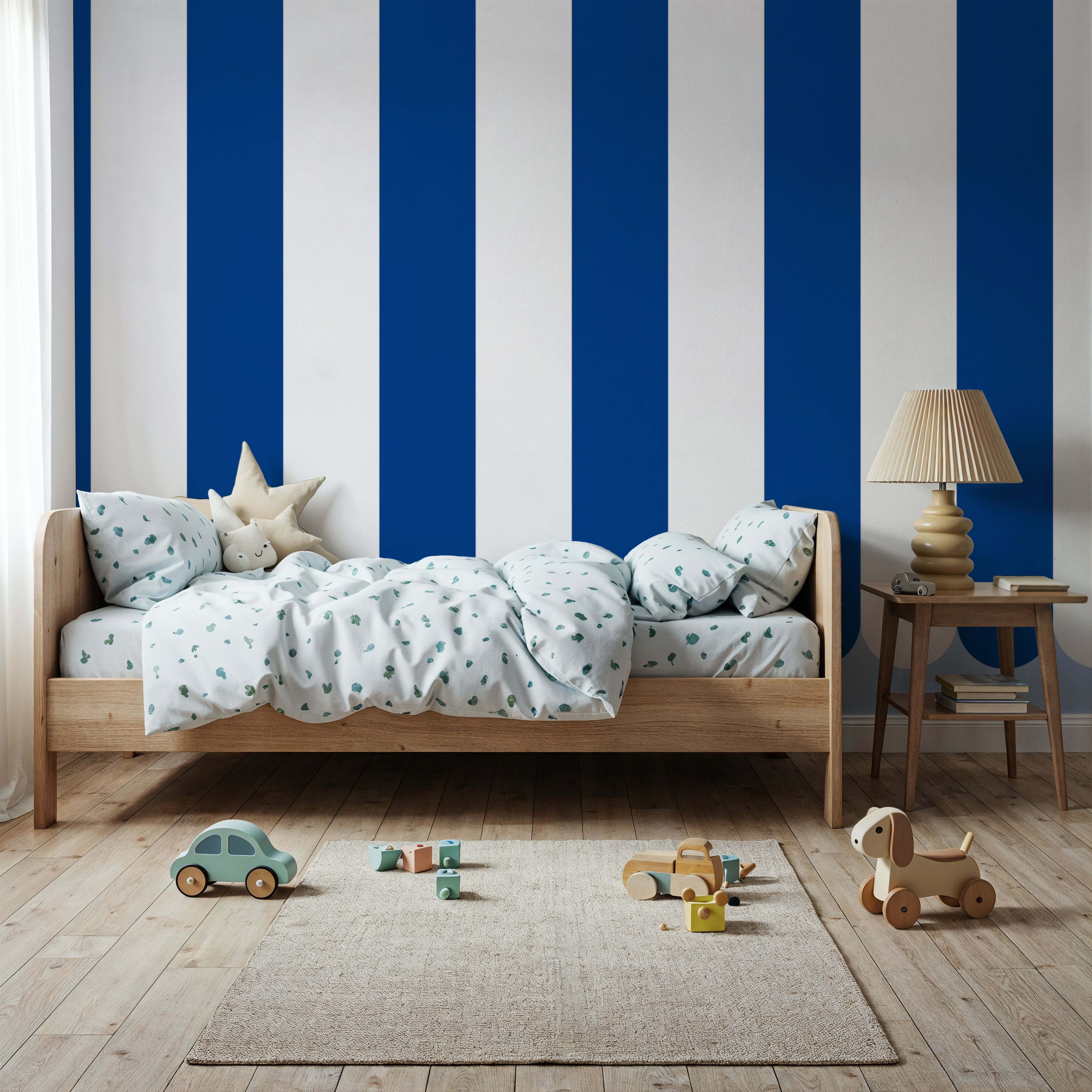 Scalloped Circus Stripes, Blueberry