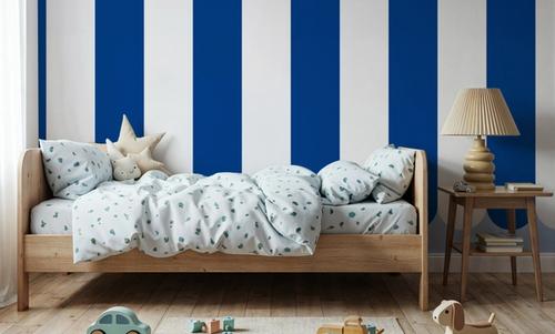 Scalloped Circus Stripes, Blueberry