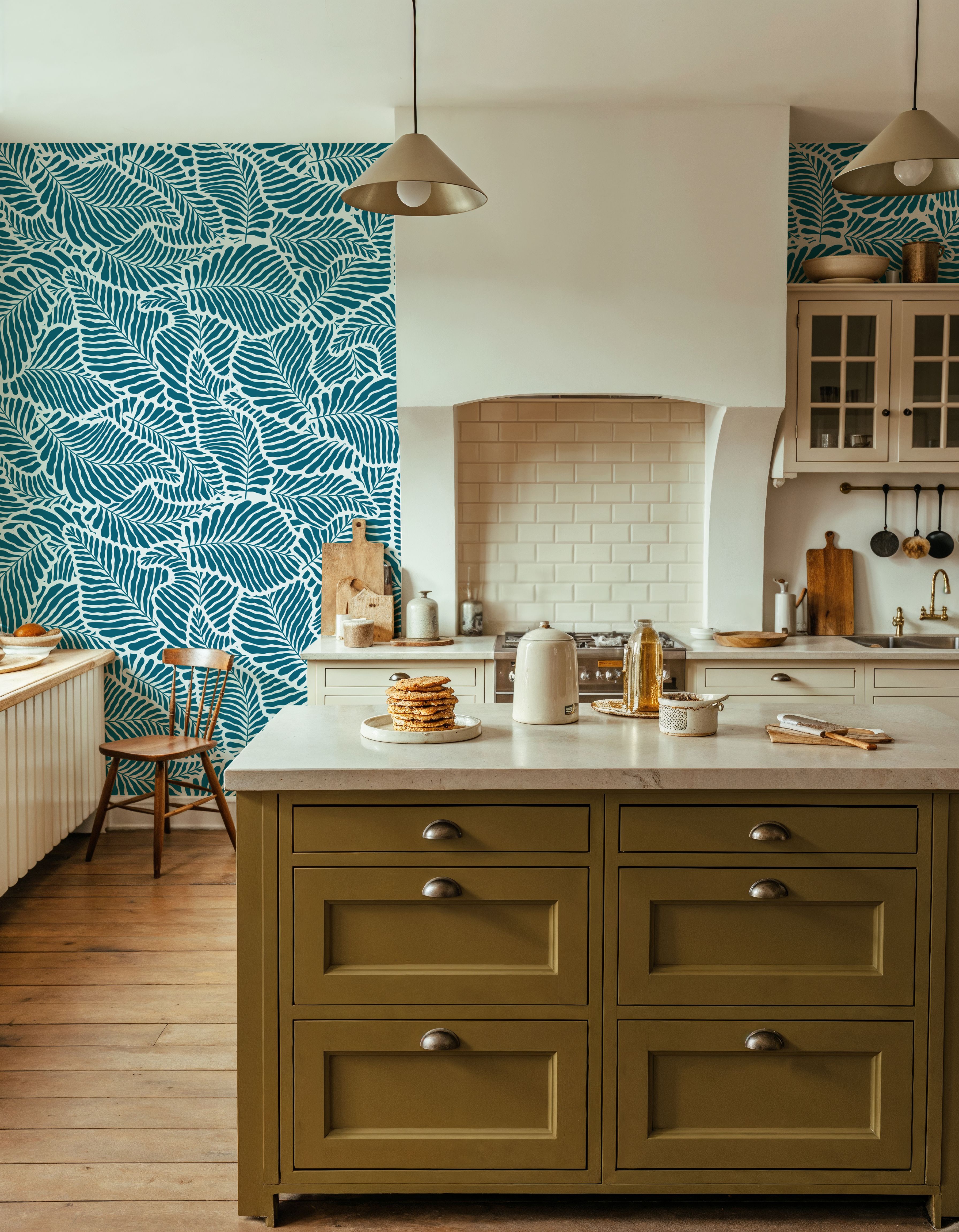 Fern Cut-Outs Pattern, Teal